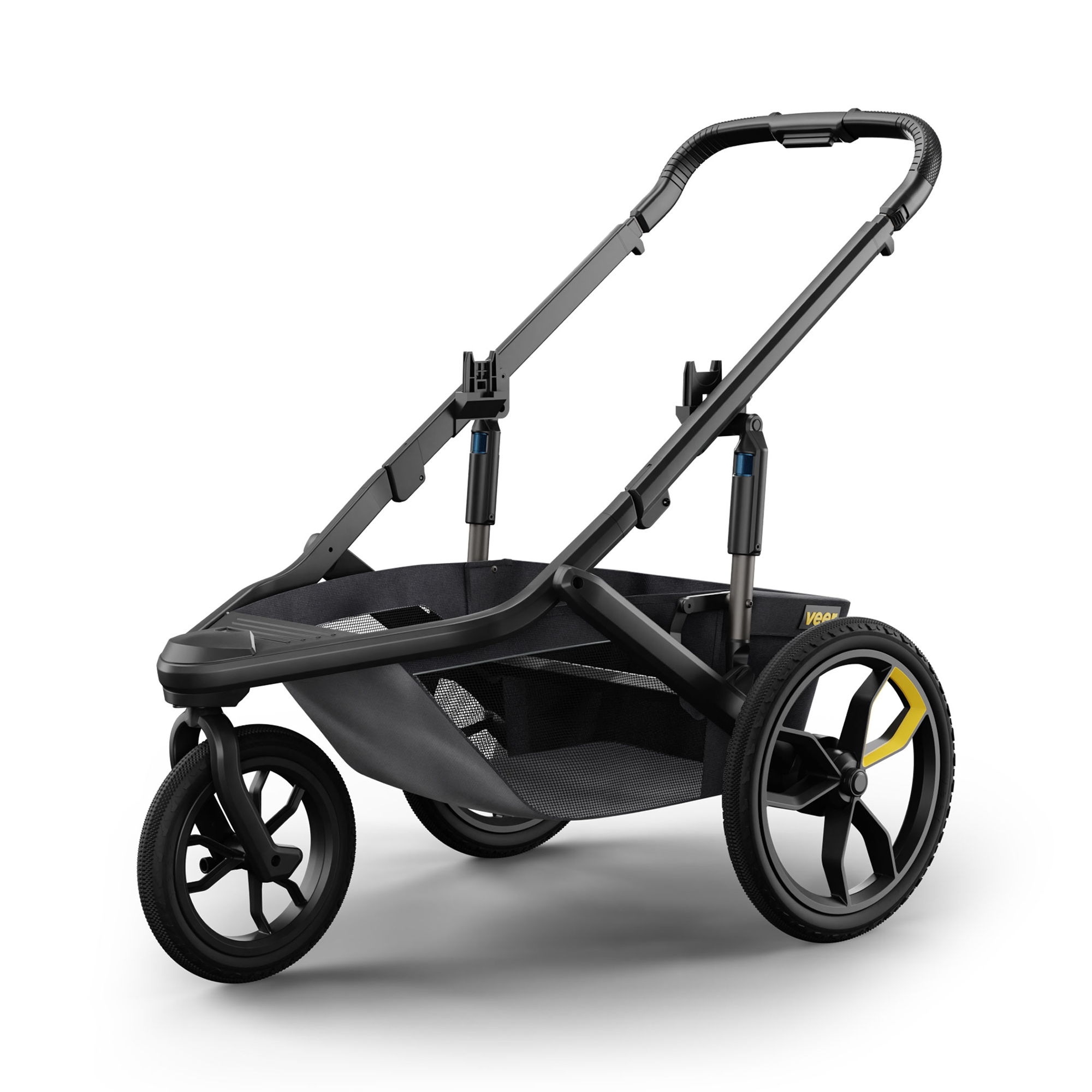 Kombi-Kinderwagen, VEER, Schwarz – Besonderheit: verstellbare Griffhöhe
