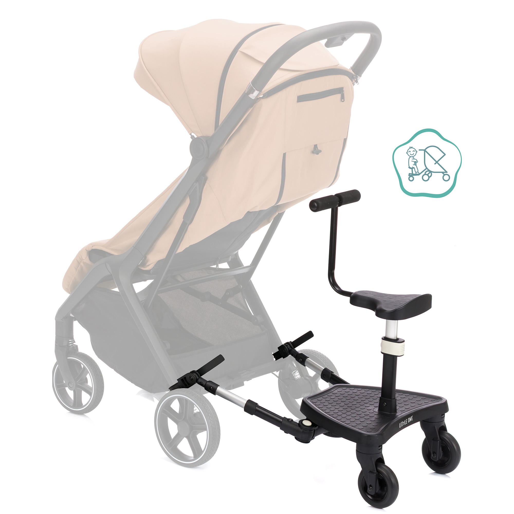 Buggyboards, LITTLE ONE, Schwarz – Besonderheit: höhenverstellbarer & abnehmbarer Sitz inkl. Abdeckstoppel