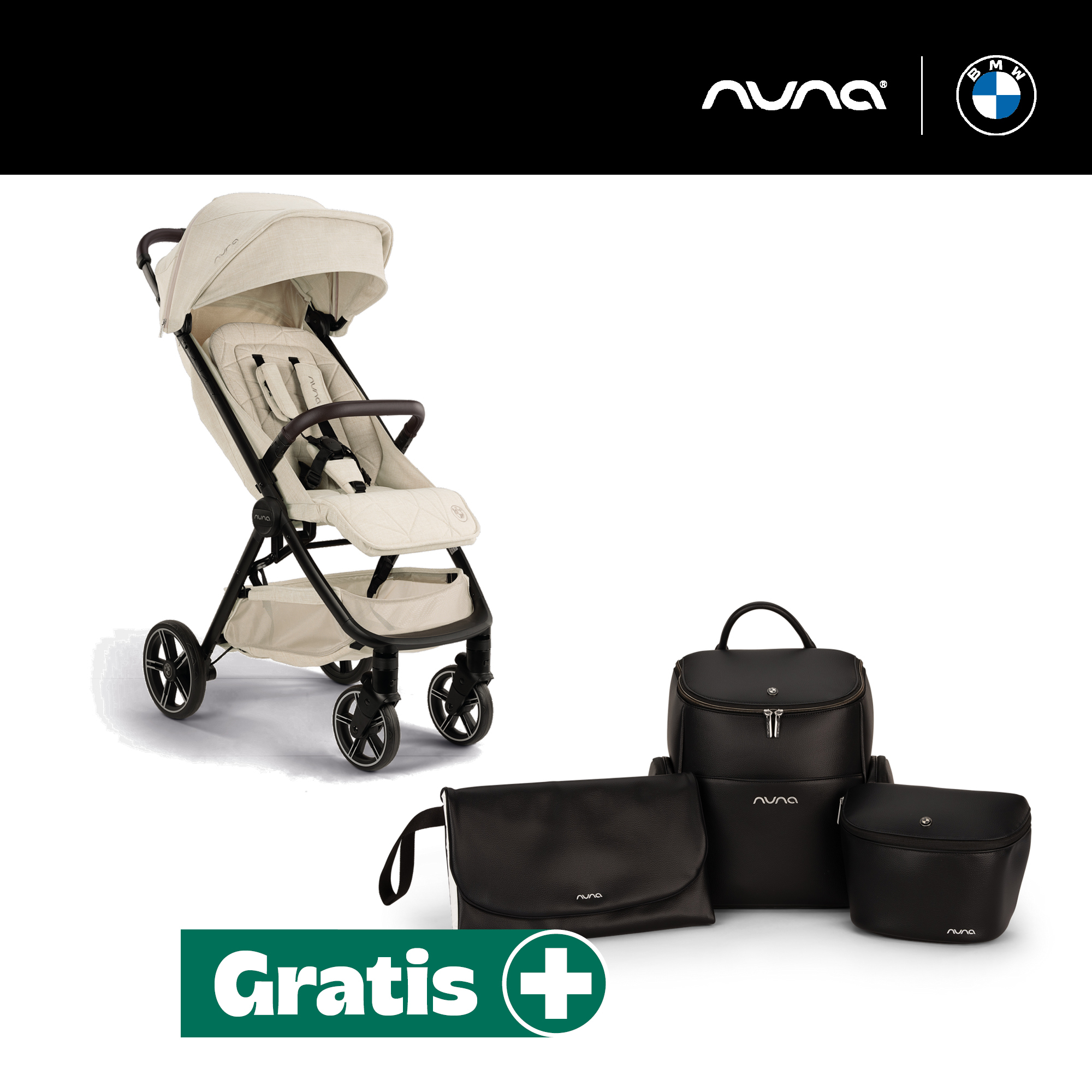 % SALE Kinderwagen, nuna, Beige – Besonderheit: Set bestehend aus Buggy und Wickeltasche