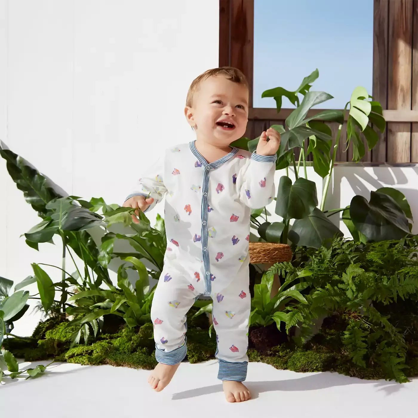 Schlafanzug Affen PETIT BATEAU Weiß Weiß blau Blau Blau Blau Blau M2000579275609 2