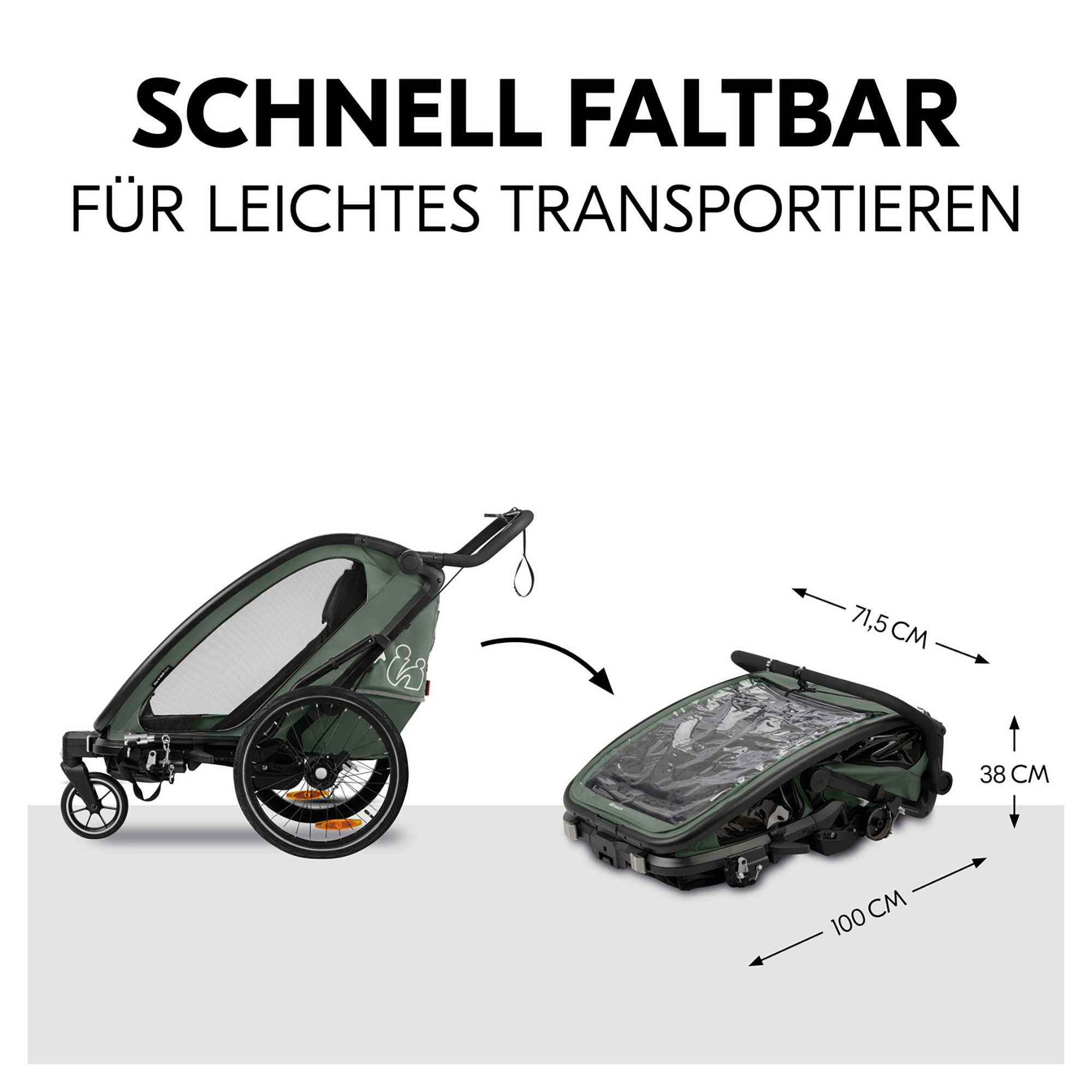 Fahrradanhänger, hauck, Grün – Produktansicht