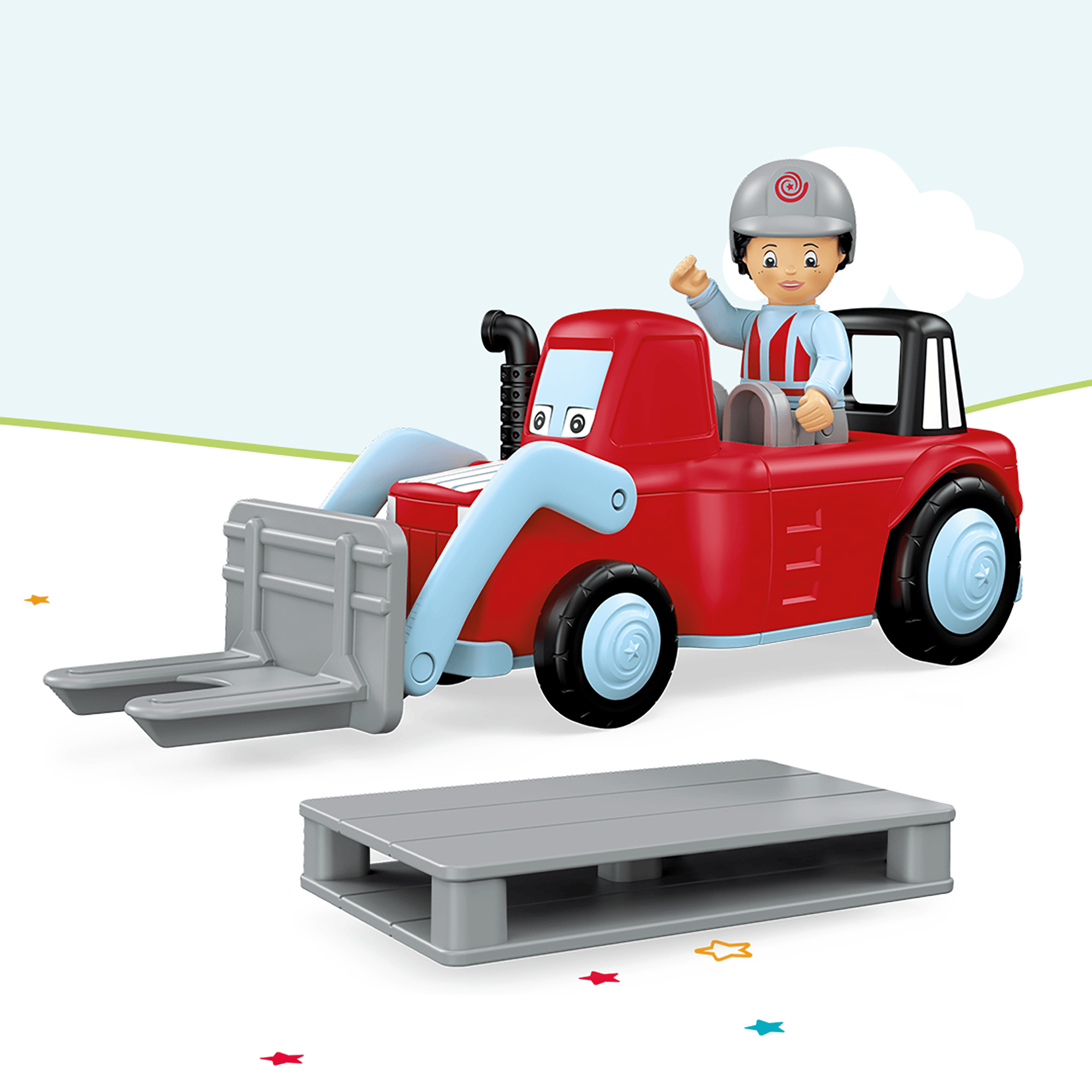 Spielzeugautos, siku, Rot – Besonderheit: mit Palette & beweglicher Spielfigur