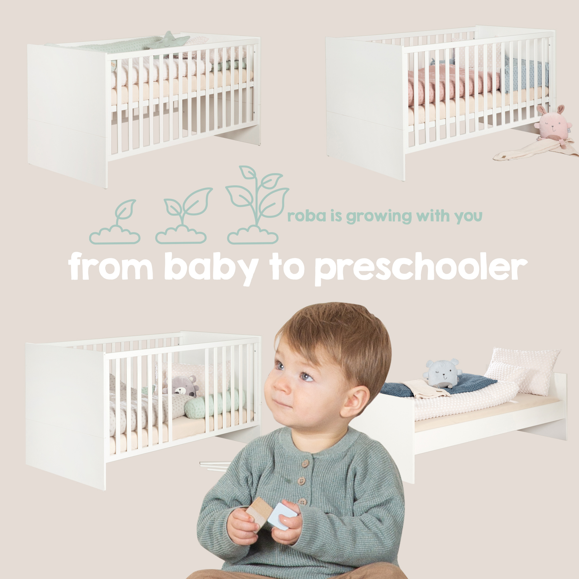 Gitterbetten, roba, Weiß – Produktansicht