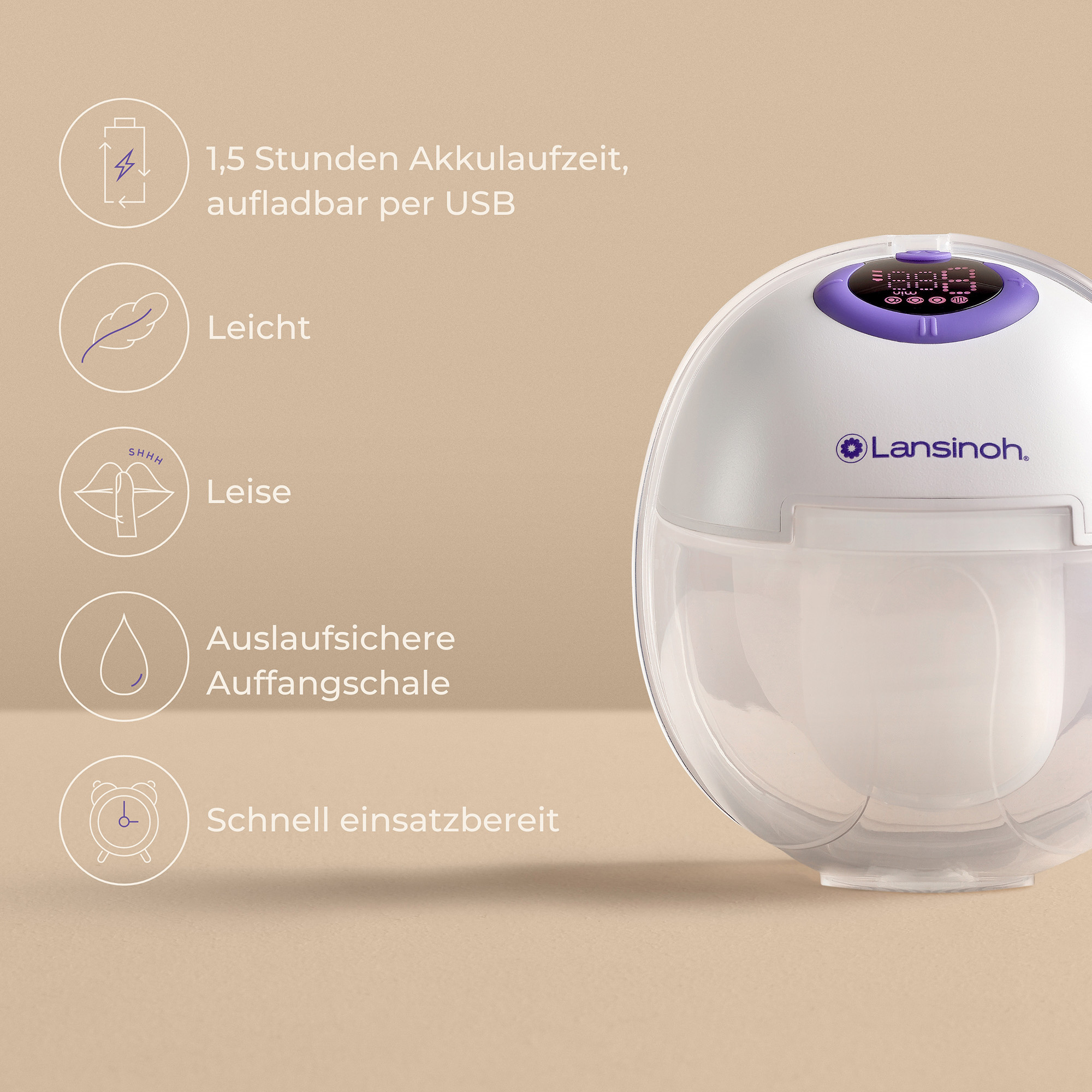 Hands Free Milchpumpen, Lansinoh, Weiß – Produktansicht