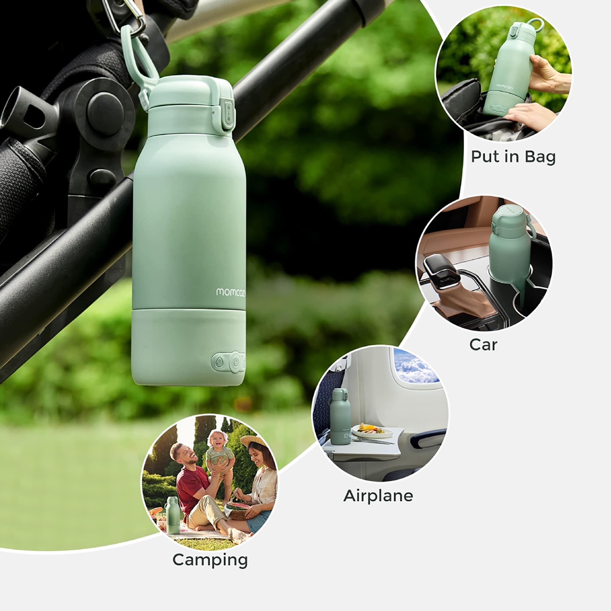 Babykostwärmer, momcozy, Grün – Besonderheit: zwei Heizmodi für Milch & Wasser
