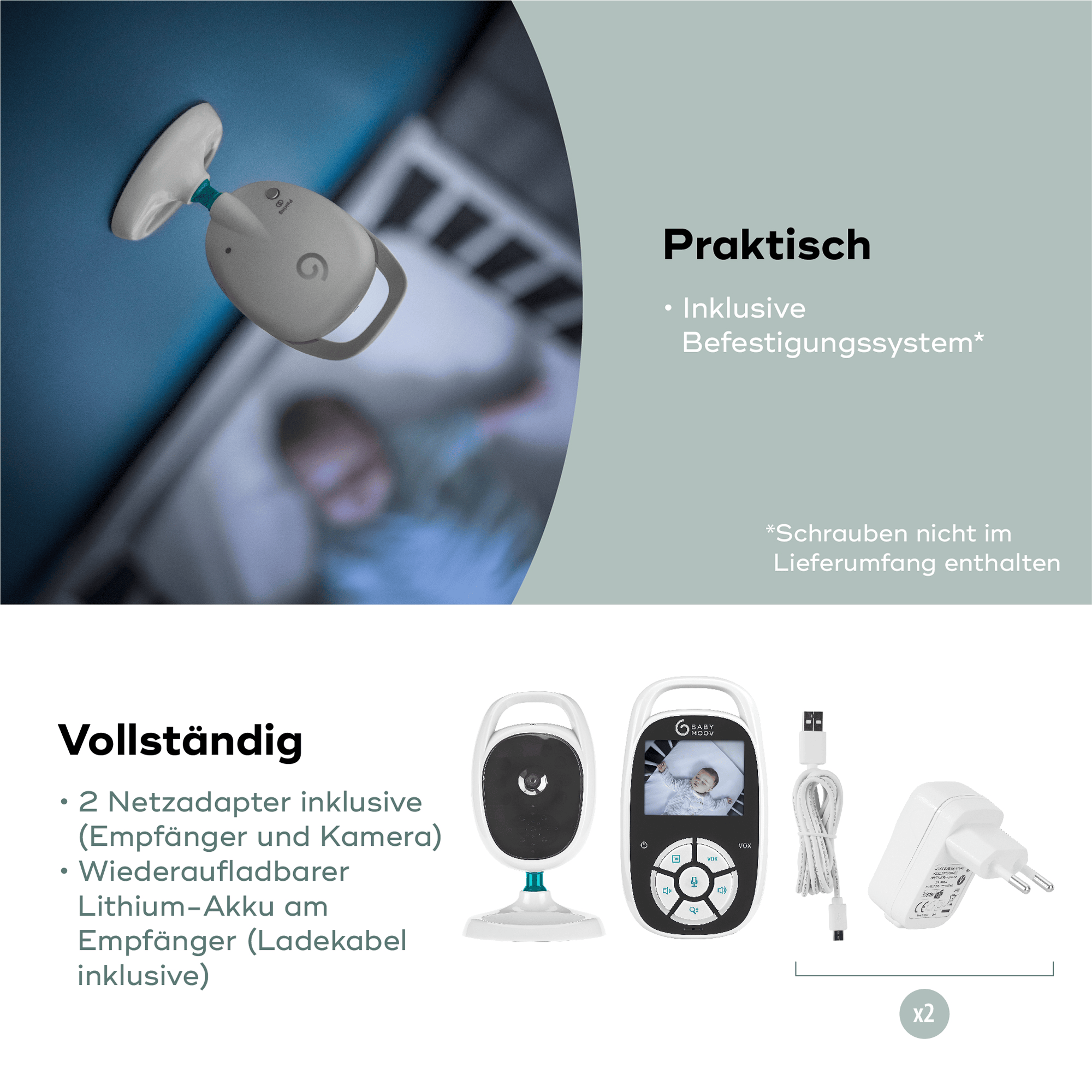 Video Babyphone, babymoov, Weiß – Produktansicht