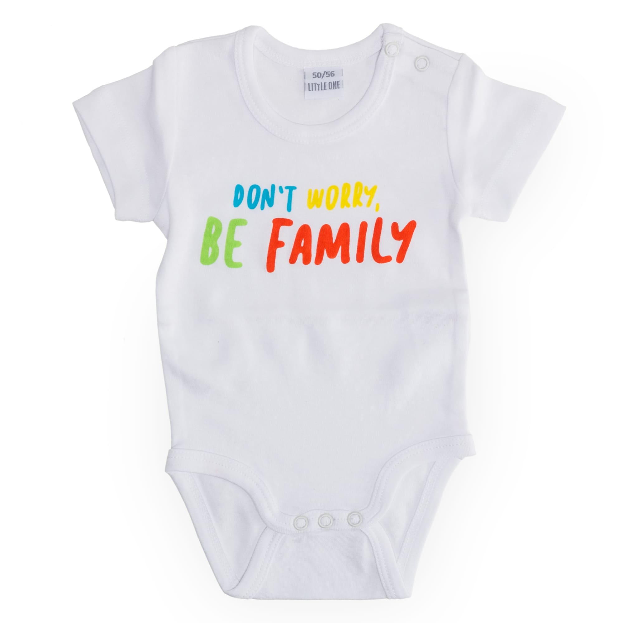 Kurzarmbody "Don't worry, be family" LITTLE ONE Weiß M2000584432707 1