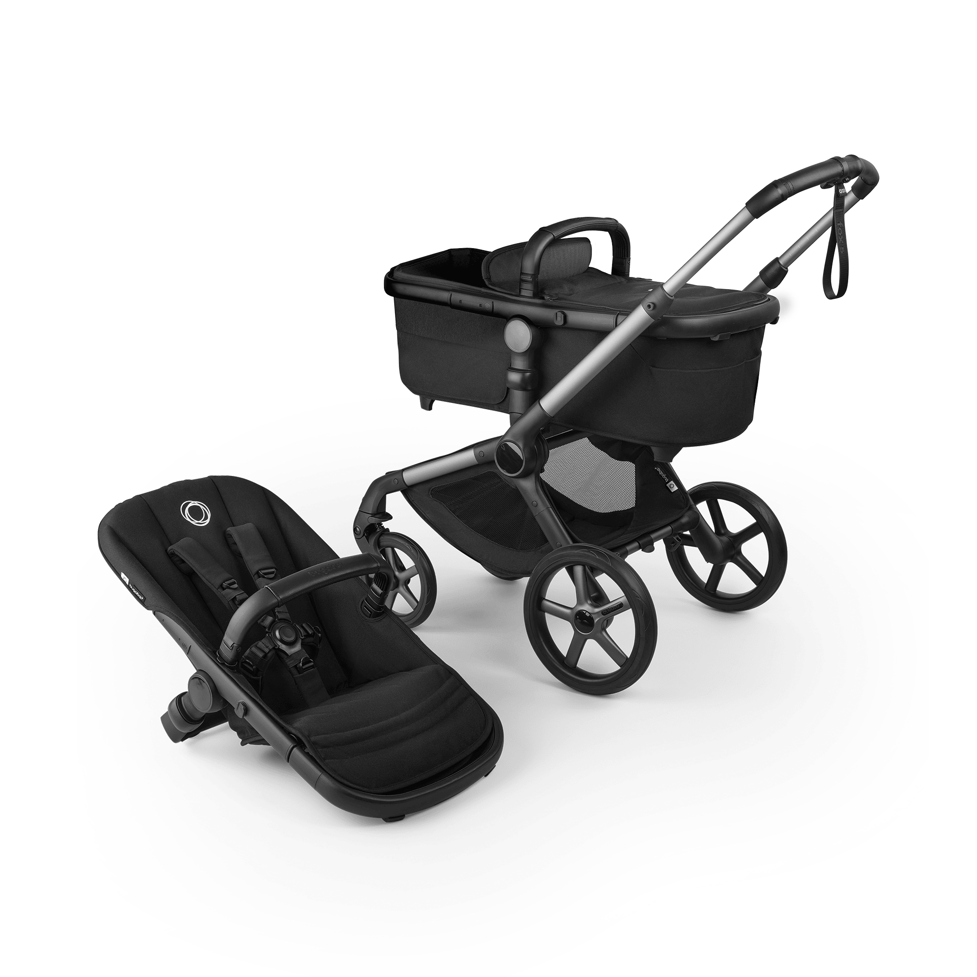 Kombi-Kinderwagen, bugaboo, Schwarz – Besonderheit: hochwertiges Gestell