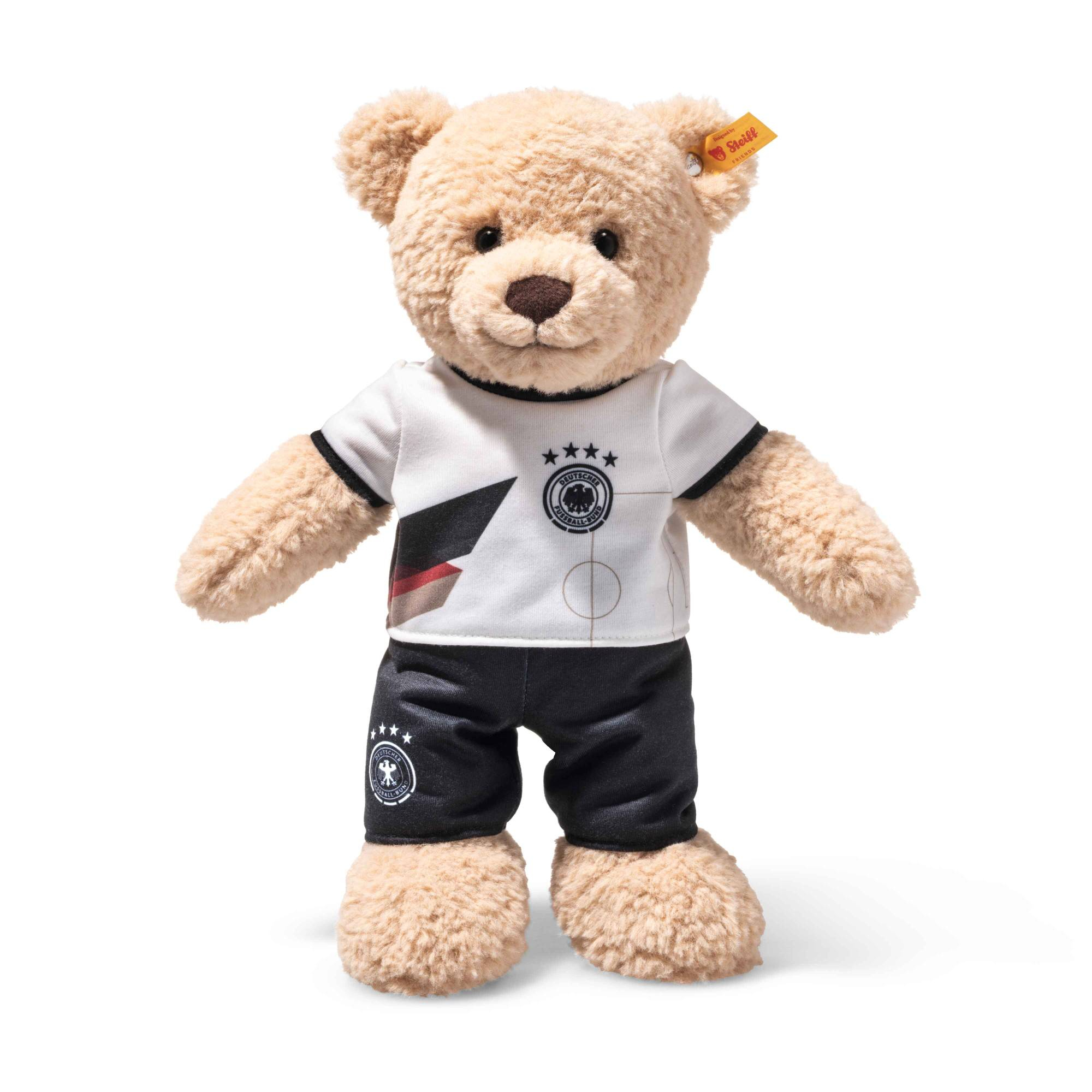 Kuscheltiere, Steiff, Beige – Besonderheit: Teddybär trägt das DFB-Trikot zum Fußball-Sommer 2026
