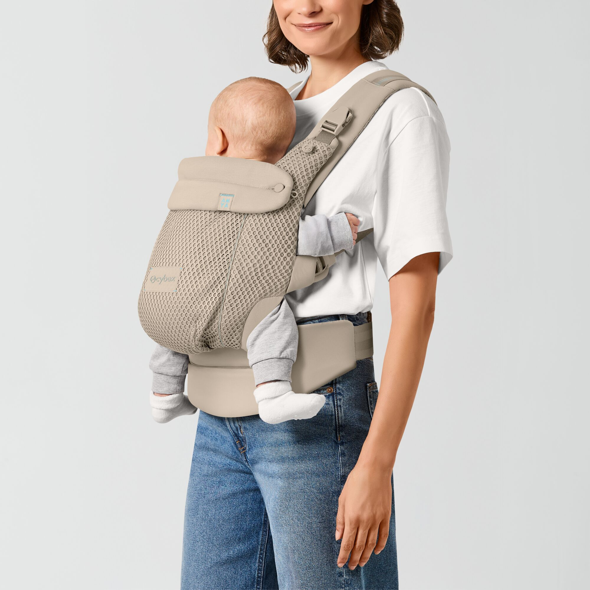 Babytragen Mesh, cybex, Beige – Besonderheit: vier ergonomische Tragepositionen