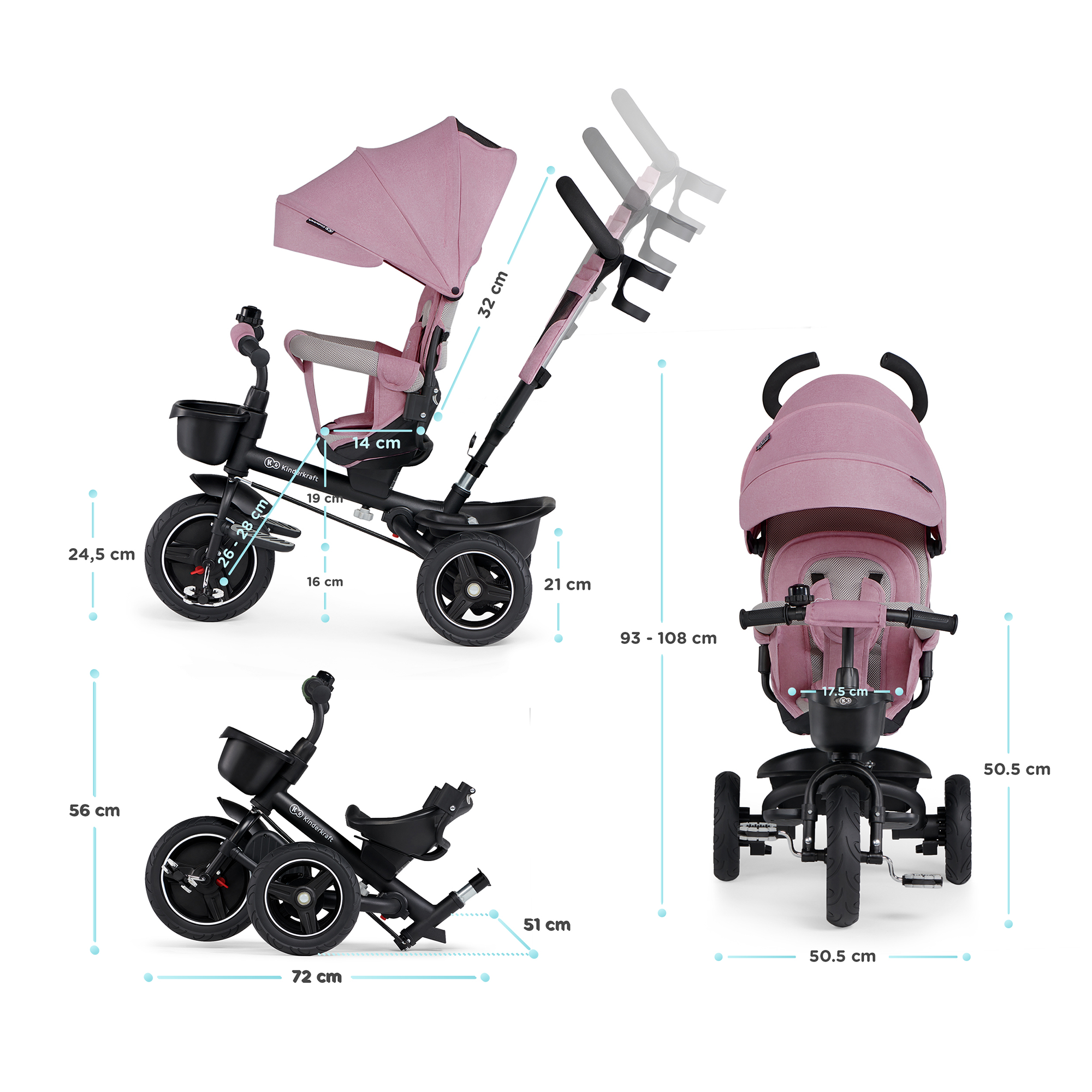 Dreiräder, Kinderkraft, Pink – Produktansicht