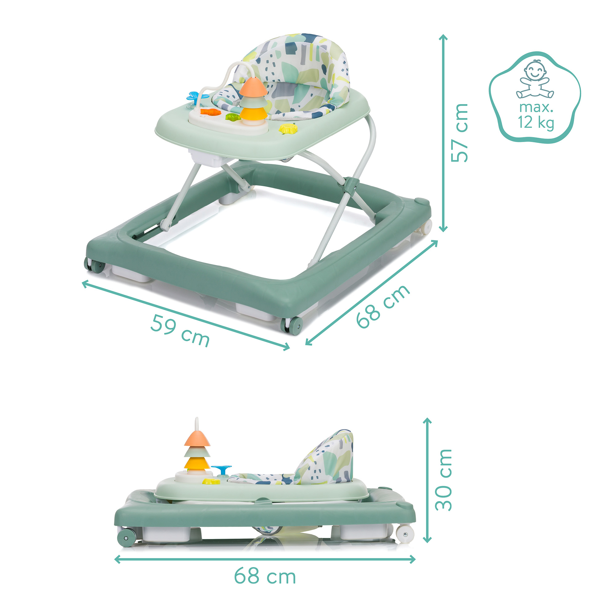 Lauflernwagen, fillikid, Grün – Produktansicht