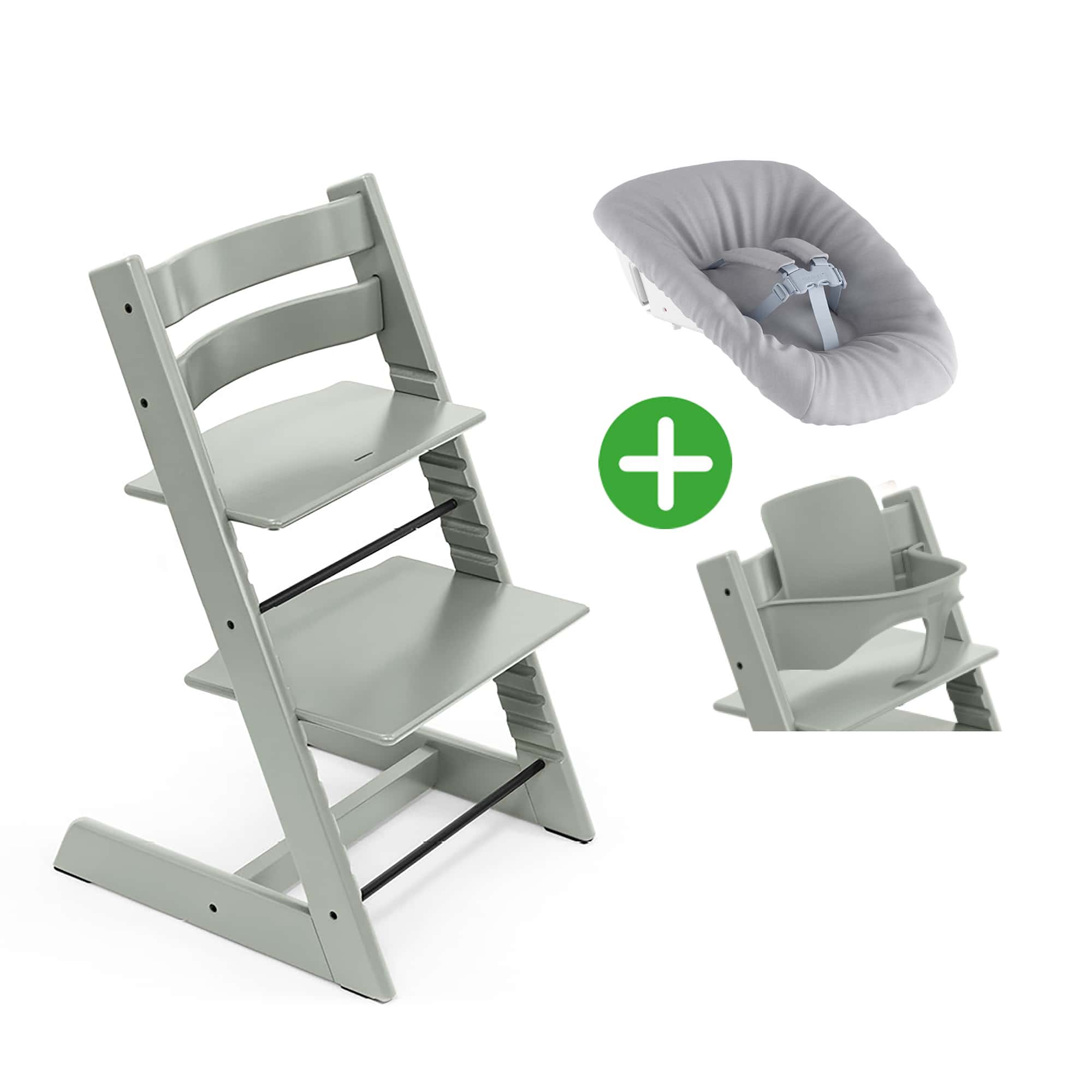 Treppenhochstühle, STOKKE, Grün – Besonderheit: Set bestehend aus Tripp Trapp Hochstuhl, Baby Set & Newborn Set
