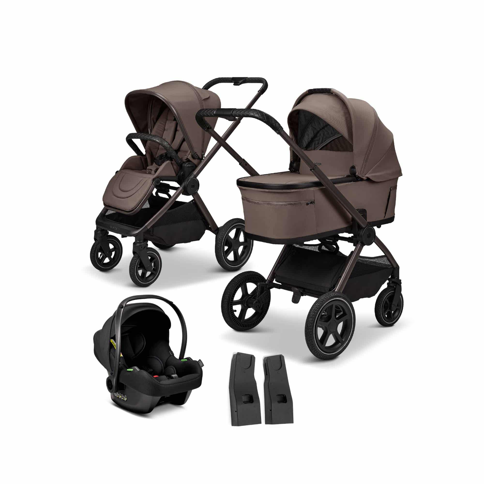 Kinderwagen Komplettsets, MOON, Grau – Besonderheit: Set bestehend aus Kombi-Kinderwagen, Babyschale und den passenden Adaptern