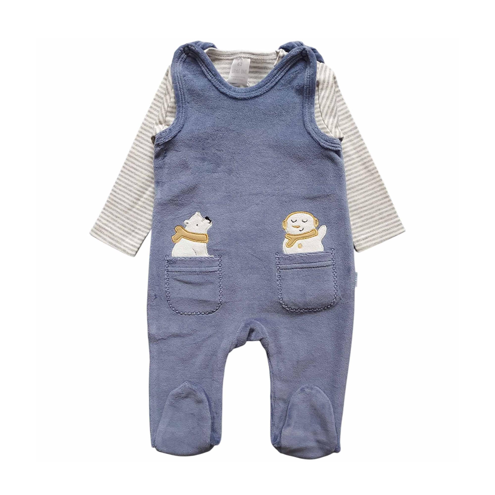 Strampler, LITTLE ONE, Blau – Besonderheit: Set bestehend aus Strampler und Langarmshirt
