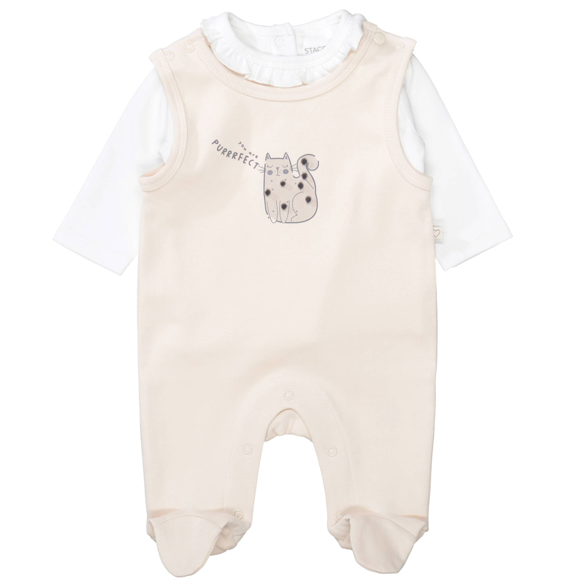 Strampler, STACCATO, Beige – Besonderheit: Set bestehend aus Strampler und Langarmshirt