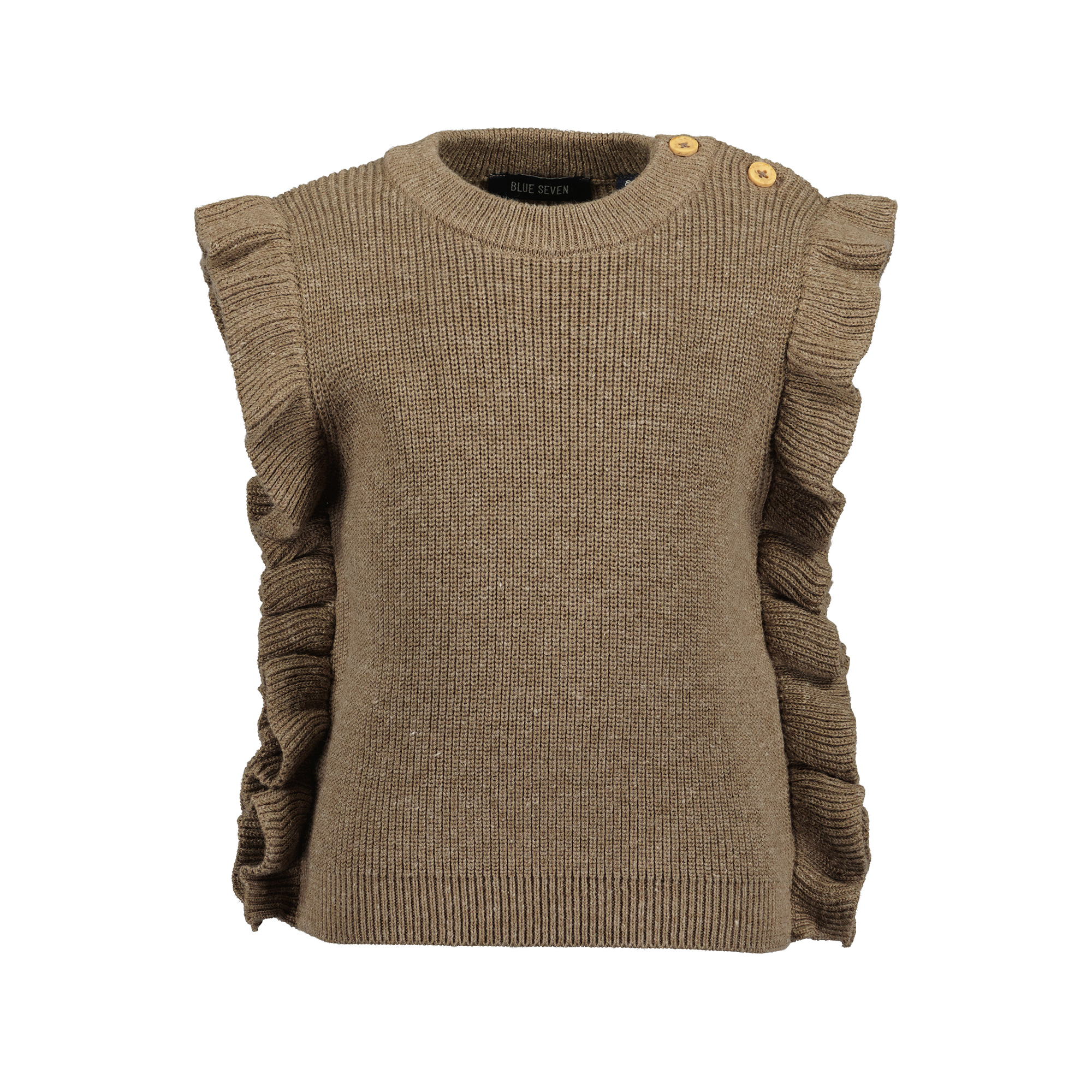 Strickpullover, blue seven, Braun – Besonderheit: ärmelloser Pullover