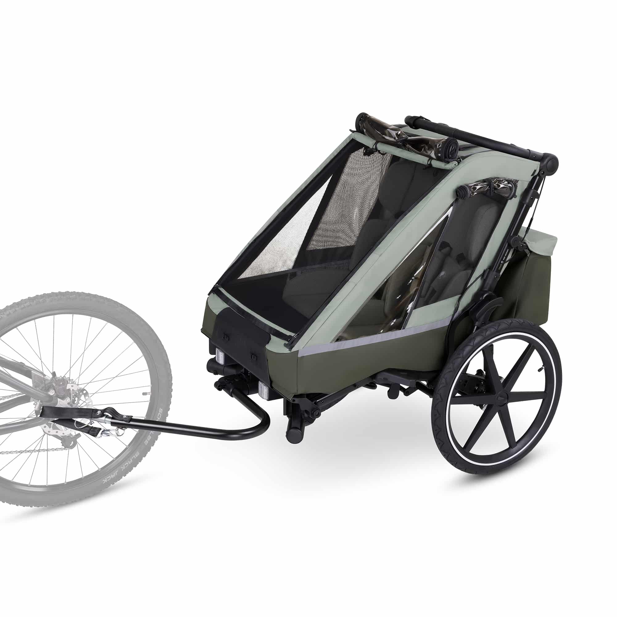 Fahrradanhänger, ABC DESIGN, Grün – Besonderheit: 3in1 Fahrradanhänger: zum Spazierengehen, Joggen & Radfahren