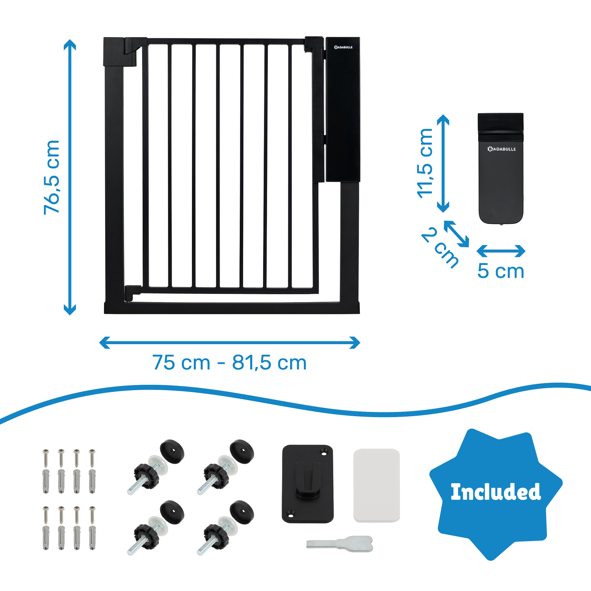 Tür- & Treppenschutzgitter, badabulle, Schwarz – Produktansicht
