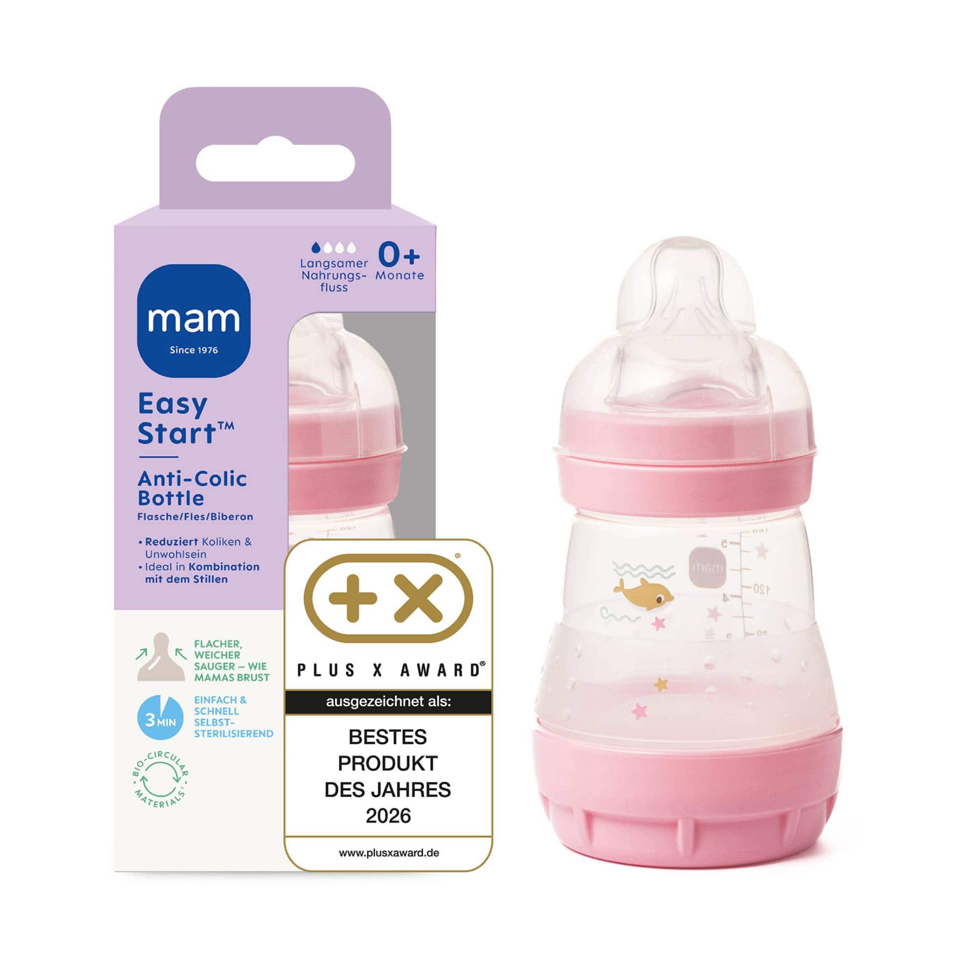 Babyfläschchen, MAM, Pink – Besonderheit: natürliches Trinkgefühl