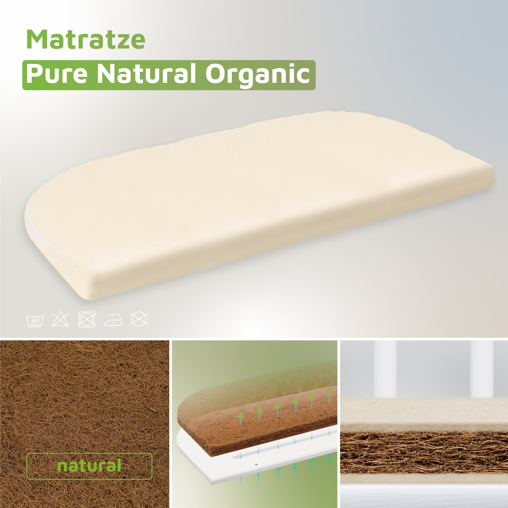Matratzen, babybay, Weiß – Produktansicht