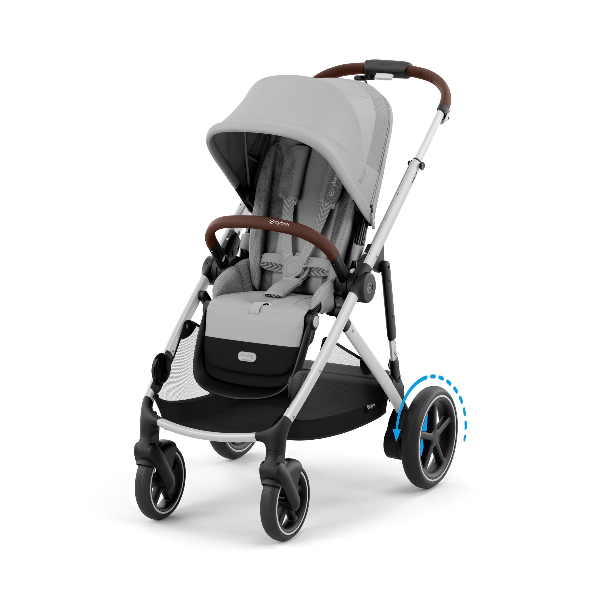 Kombi-Kinderwagen, cybex, Grau – Besonderheit: mit E-Antrieb und intuitiver Geschwindigkeitsregelung