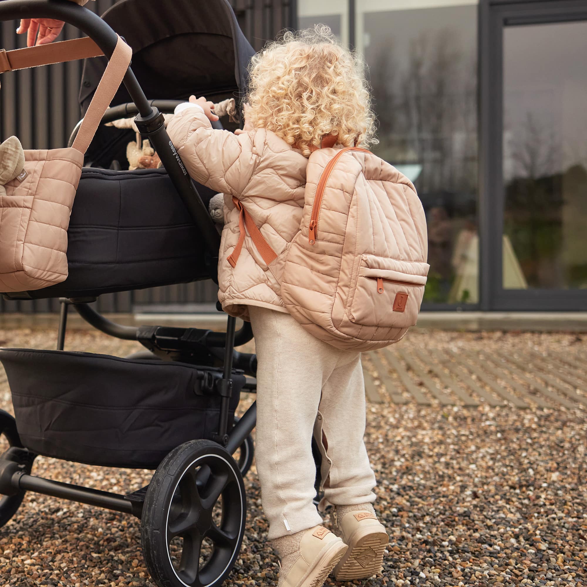 Kinderrucksäcke, jollein, Beige – Besonderheit: trendiges Puffer-Design