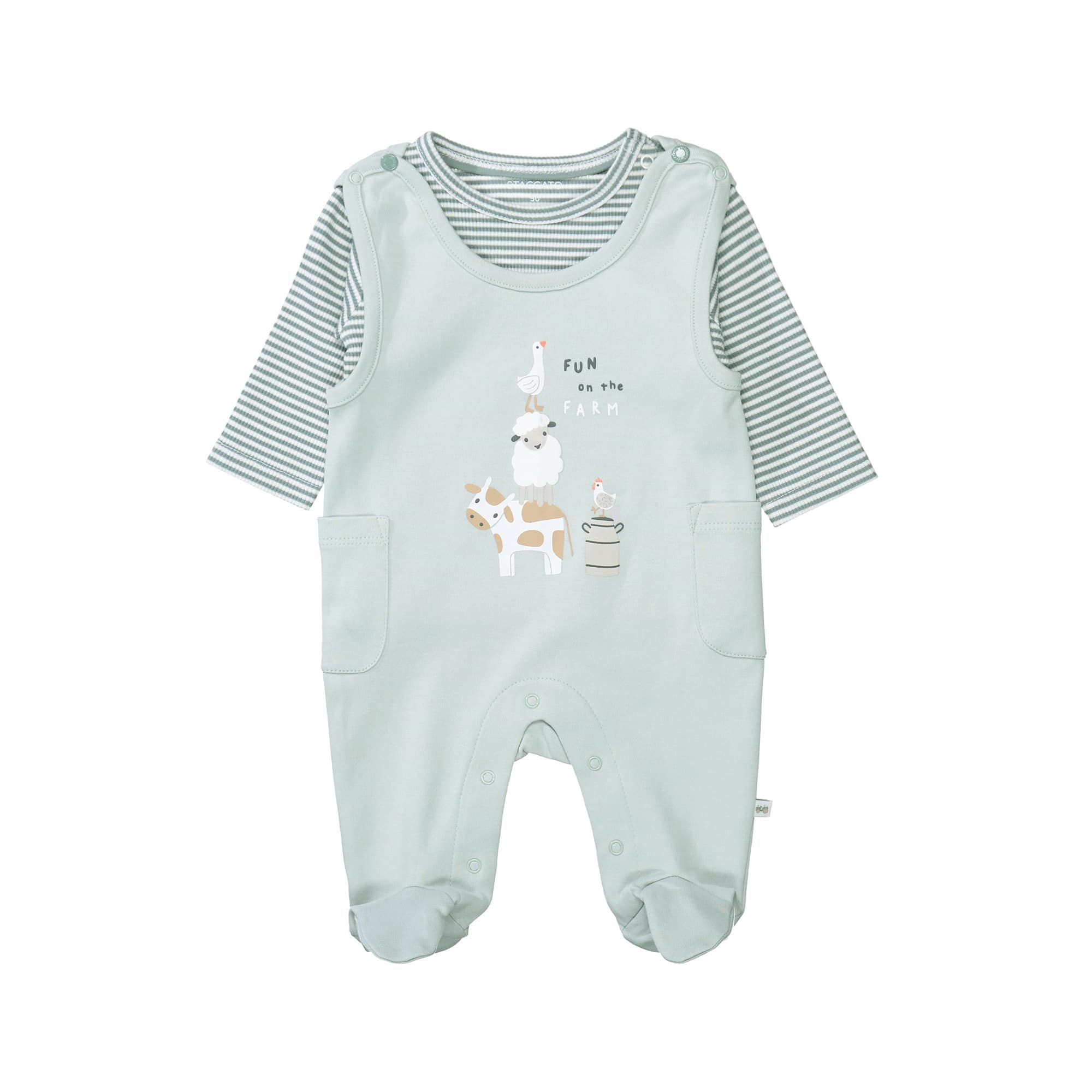 Strampler, STACCATO, Grün – Besonderheit: Set bestehend aus Strampler und Langarmshirt