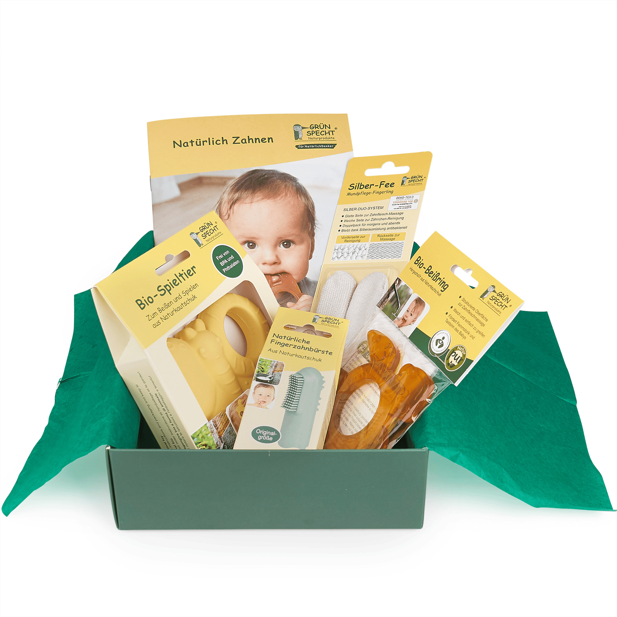 Beißringe, GRÜNSPECHT, Gelb – Produktansicht