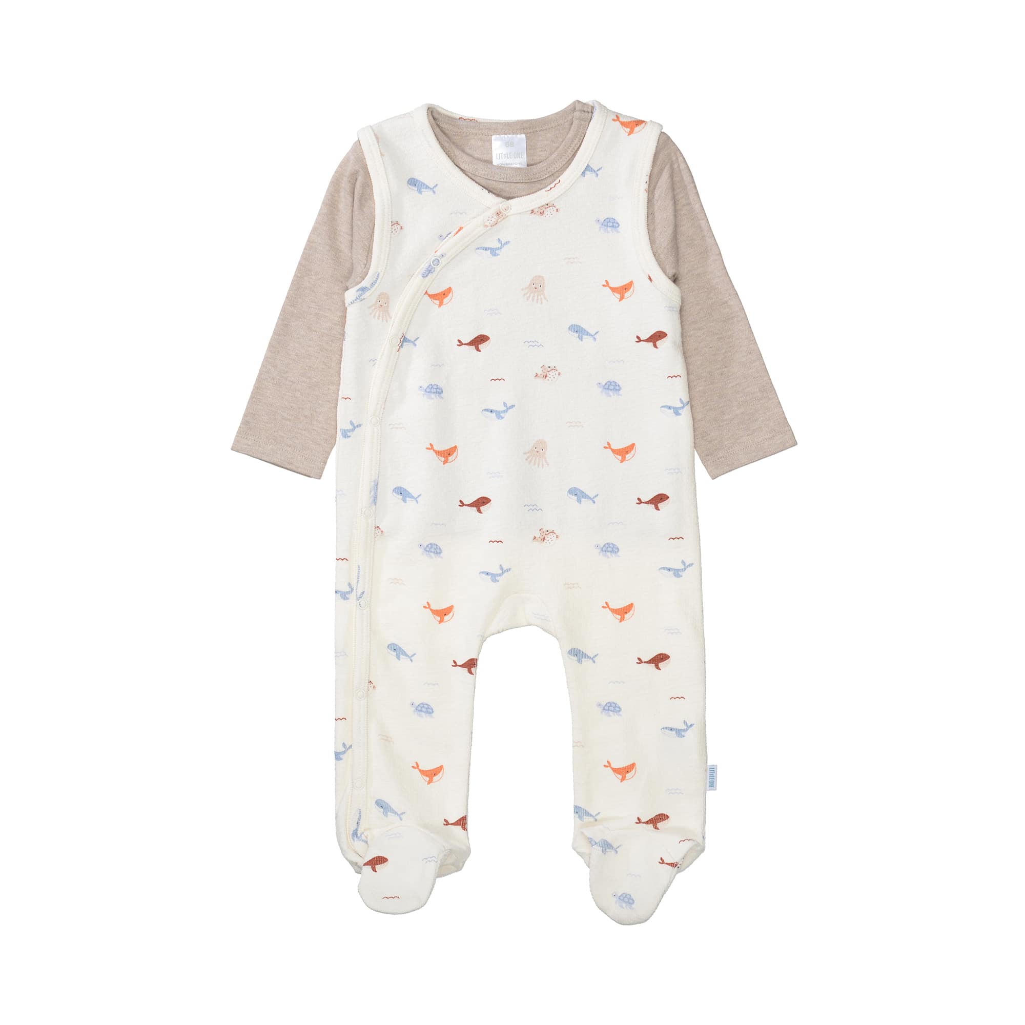 Strampler, LITTLE ONE, Weiß – Besonderheit: Set bestehend aus Strampler und Langarmshirt