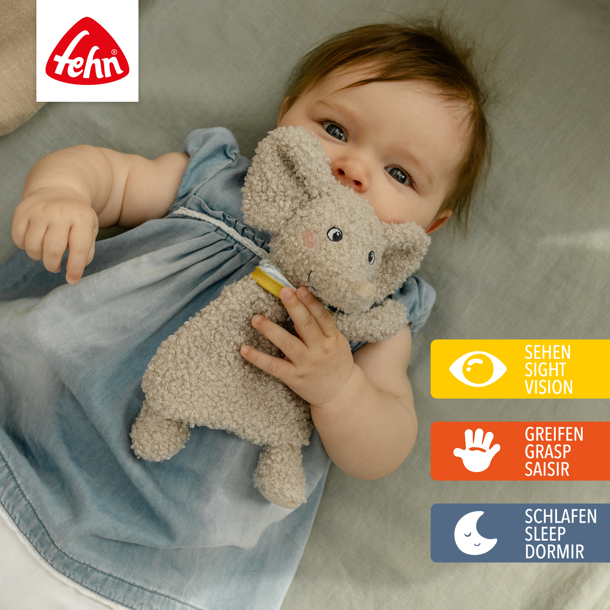 Schmusetücher, fehn, Grau – Besonderheit: aus Curly-Plüsch