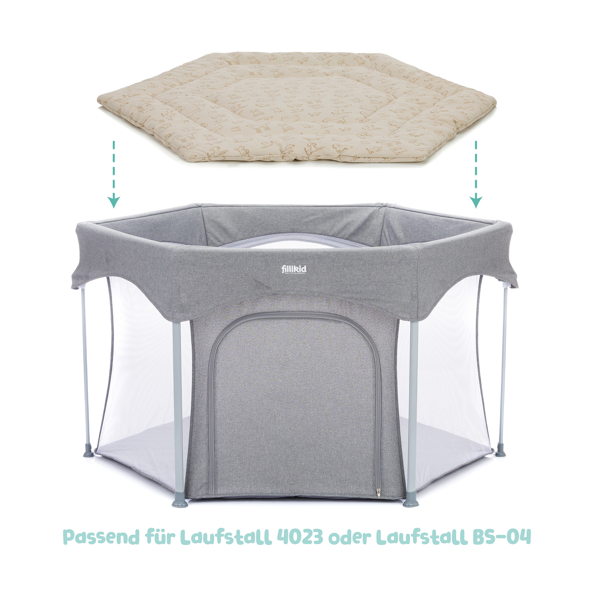 Laufgitter & Laufgittereinlagen, fillikid, Beige – Besonderheit: mit weicher Polsterung