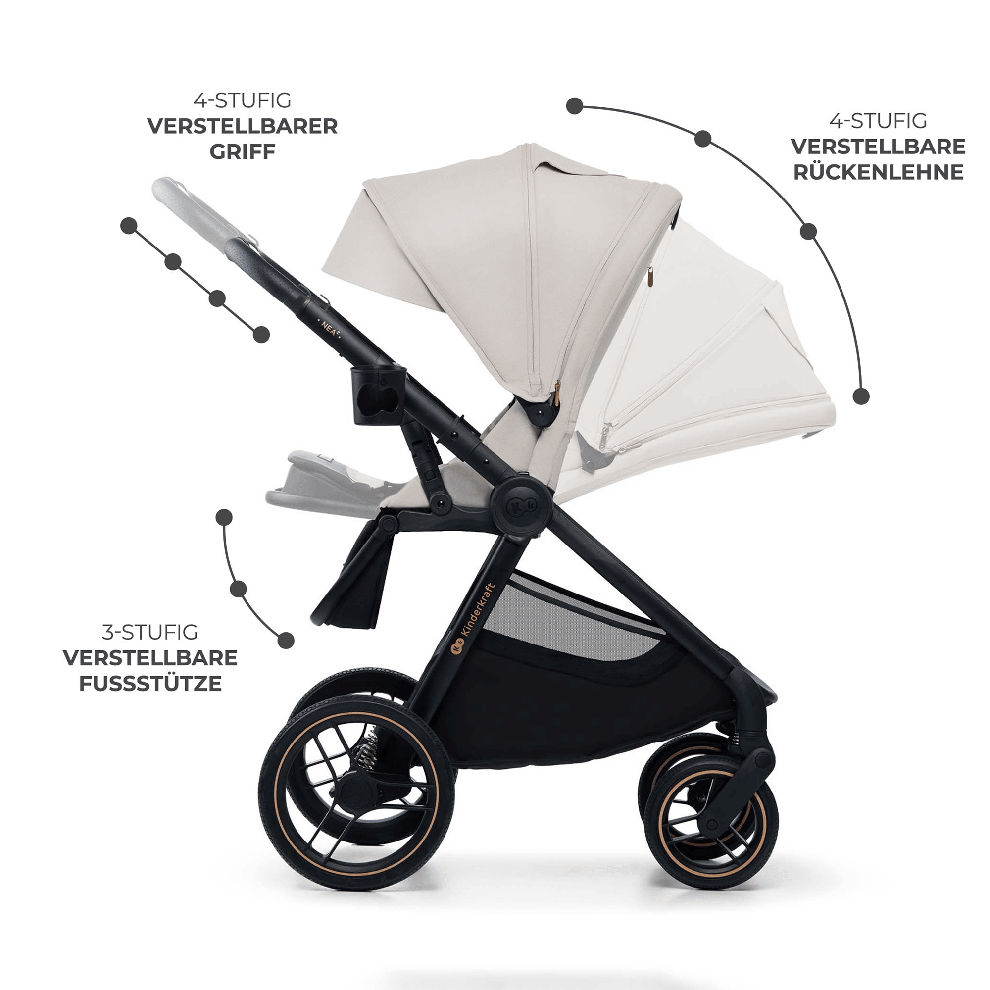 Kombi-Kinderwagen, Kinderkraft, Grau – Produktansicht