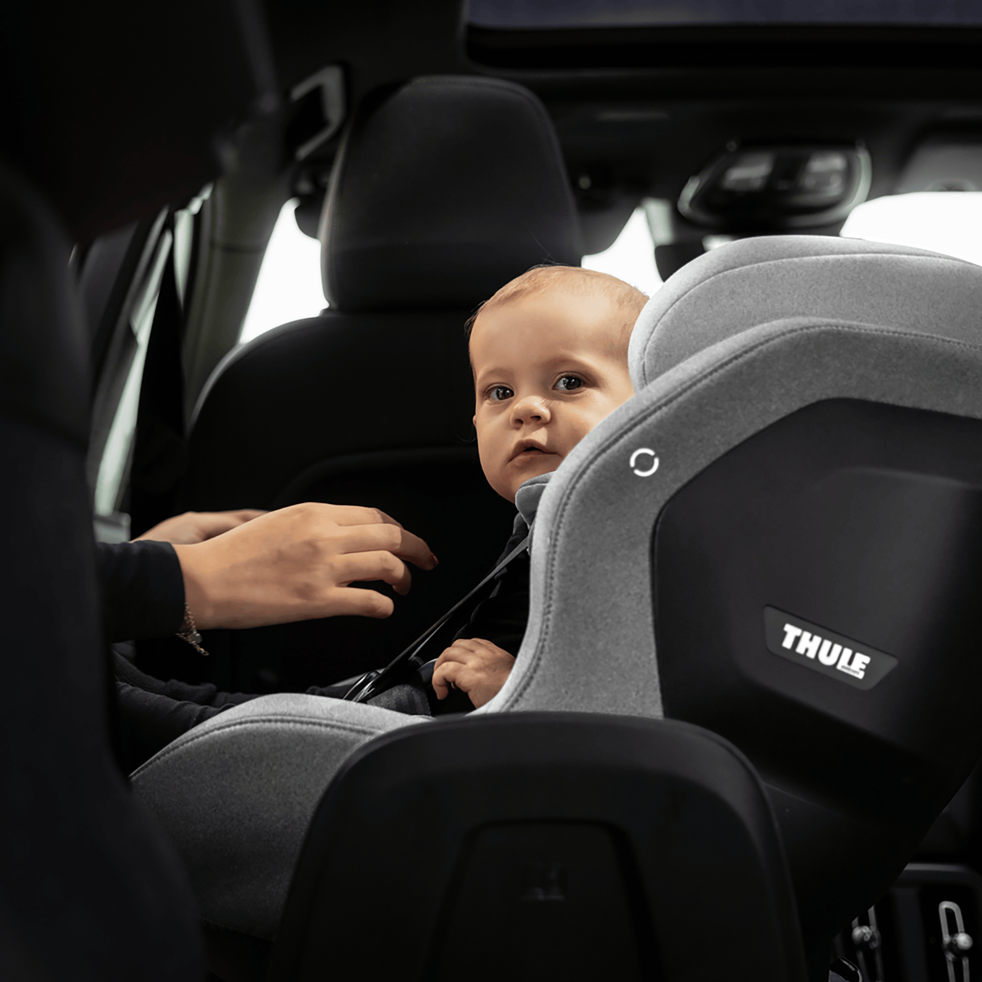 Reboarder 0-18 kg, Gruppe 0+/1, THULE, Grau – Besonderheit: mühelose Installation auf der Thule Alfi ISOFIX Basisstation