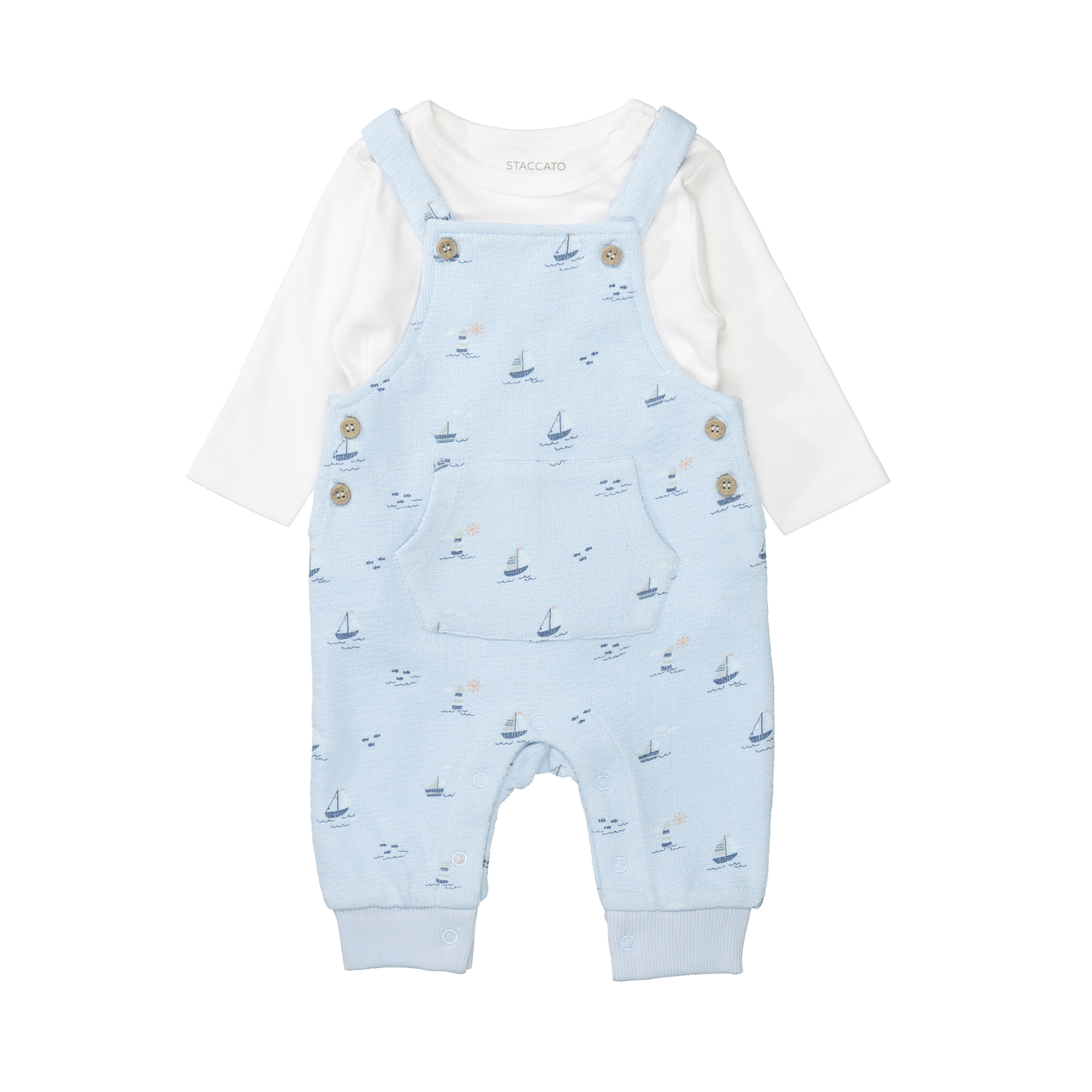 Latzhosen, STACCATO, Blau – Besonderheit: Set bestehend aus Latzhose und Langarmshirt