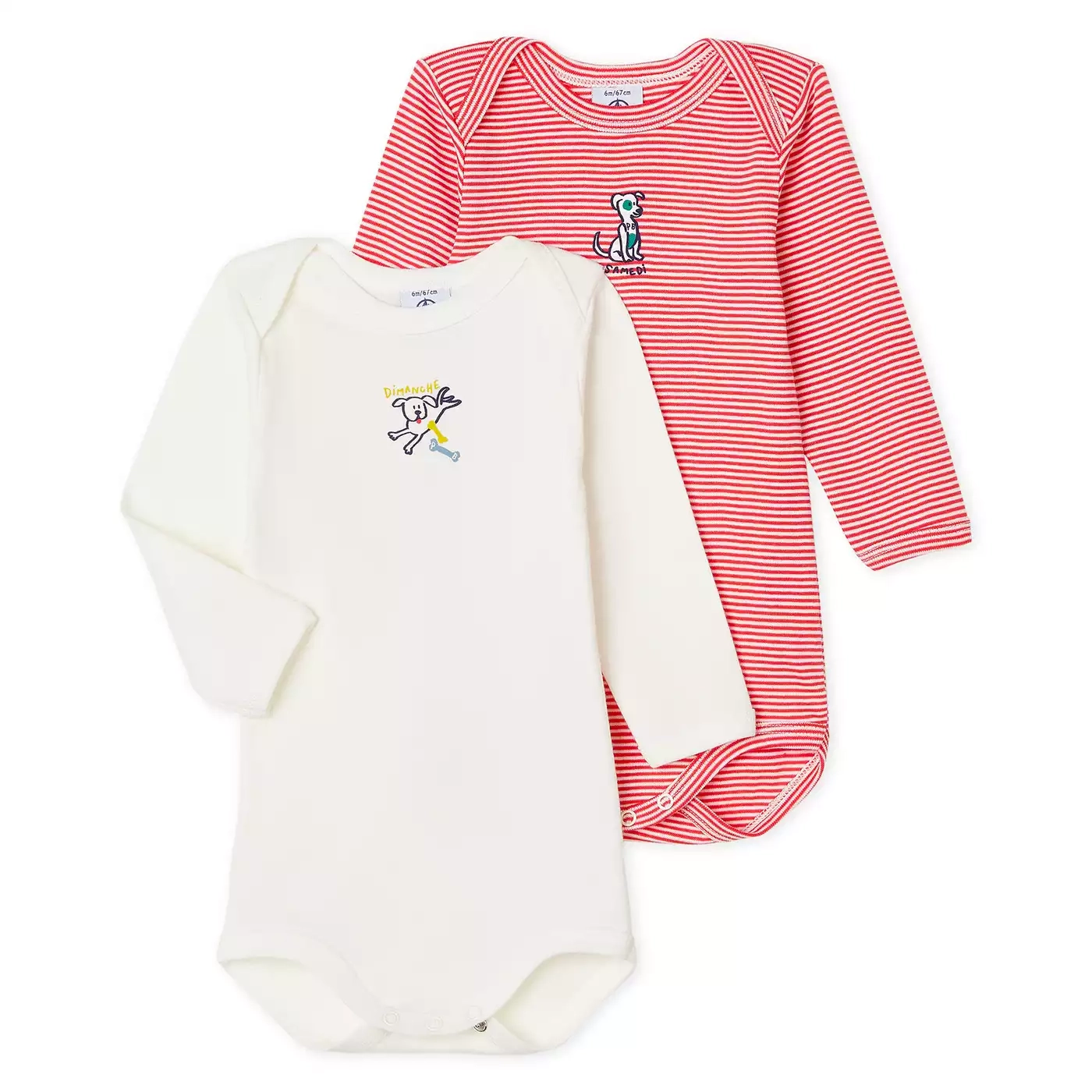 Langarmbodys, PETIT BATEAU, Rot – Besonderheit: praktische Druckknöpfe