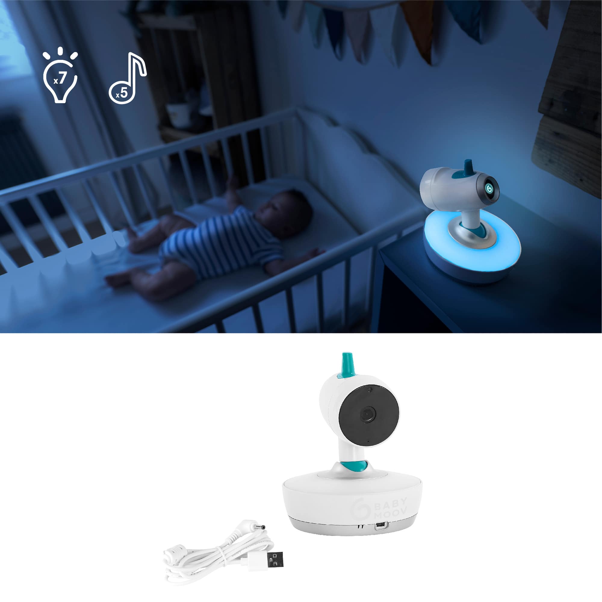 Video Babyphone, babymoov, Weiß – Produktansicht
