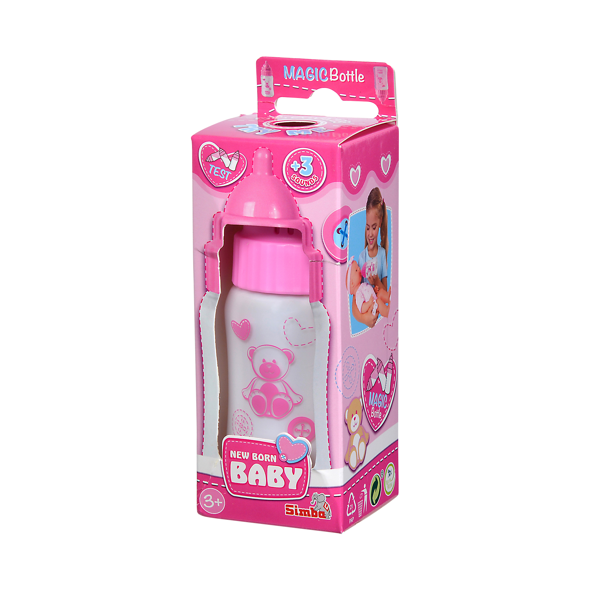 Puppen & Puppenwagen, Simba, Transparent – Besonderheit: Milch verschwindet magisch beim Füttern der Puppe
