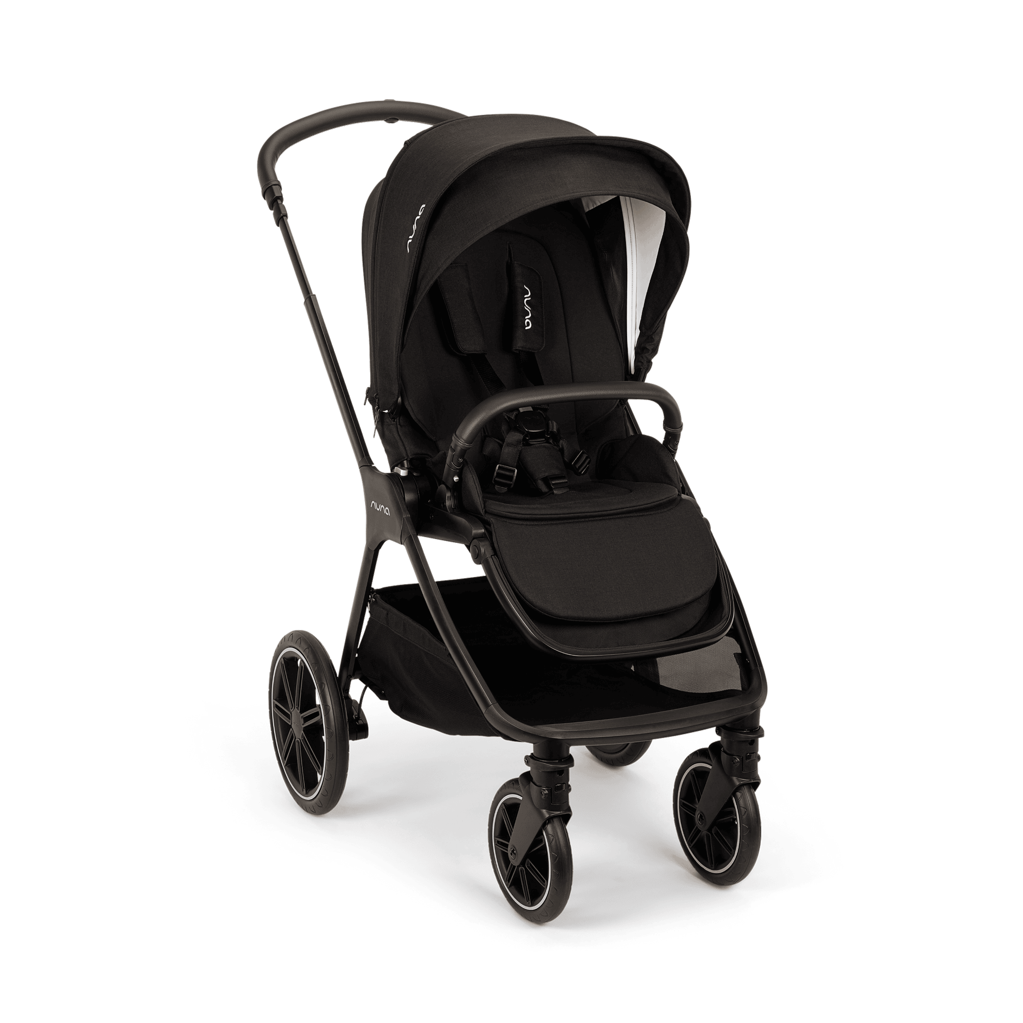 Kombi-Kinderwagen, nuna, Schwarz – Besonderheit: Set bestehend aus Kinderwagen, Babywanne, Regenverdeck, Fußsack und Handschuhe sowie Babyschalenadapter
