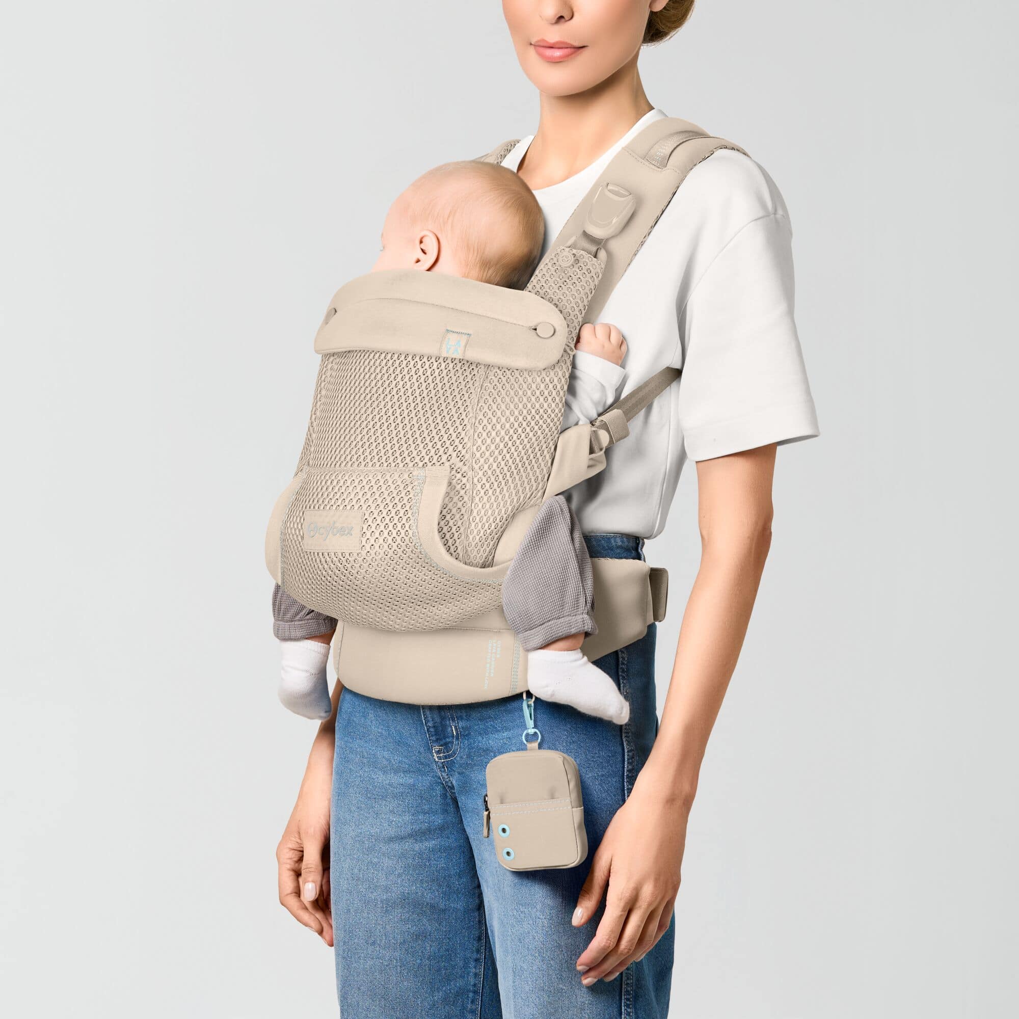 Babytragen Mesh, cybex, Beige – Besonderheit: magnetische Schnallen