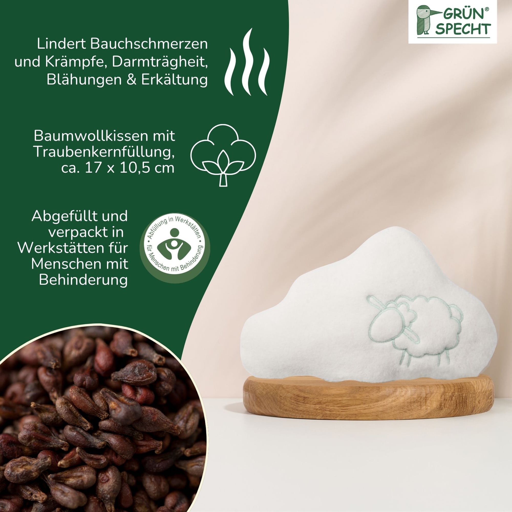 Wärmekissen & -flaschen, GRÜNSPECHT, Weiß – Produktansicht