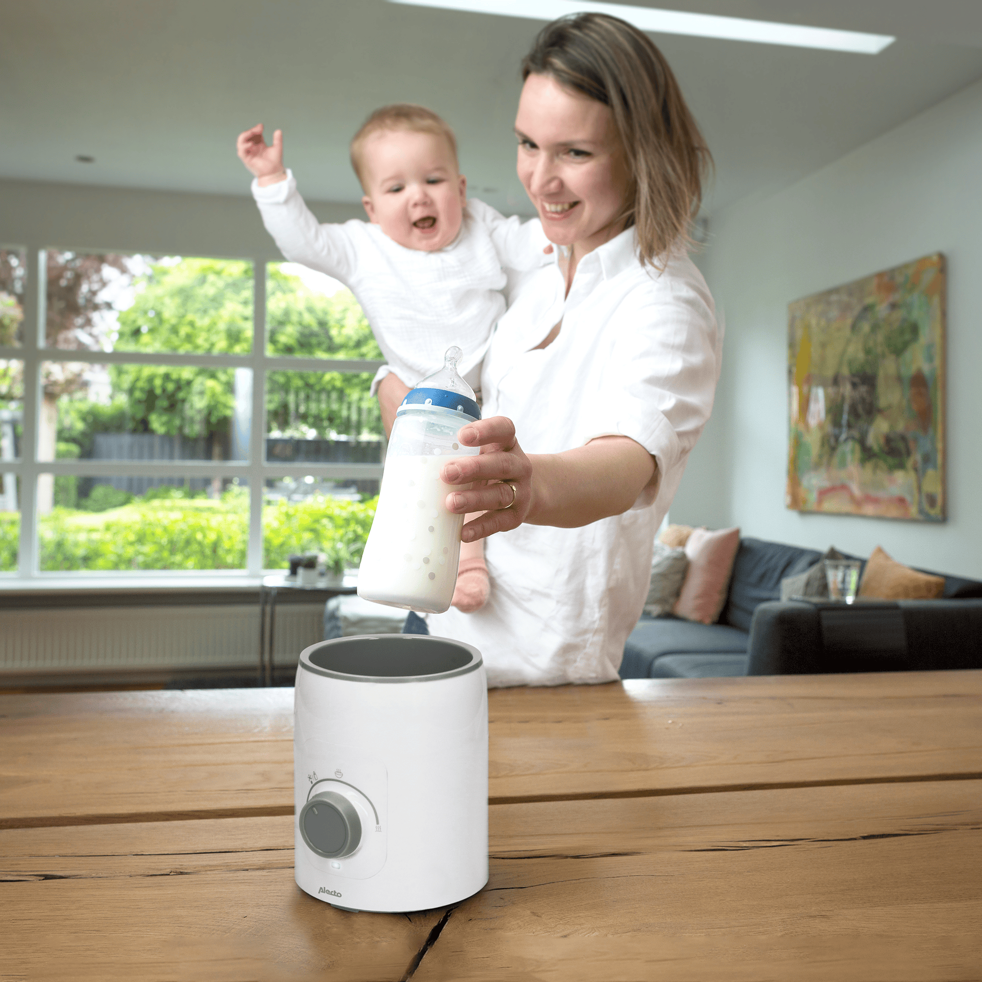 Babykostwärmer, Alecto baby, Weiß – Besonderheit: gleichmäßiges Erwärmen von Babynahrung und (Mutter-)Milch