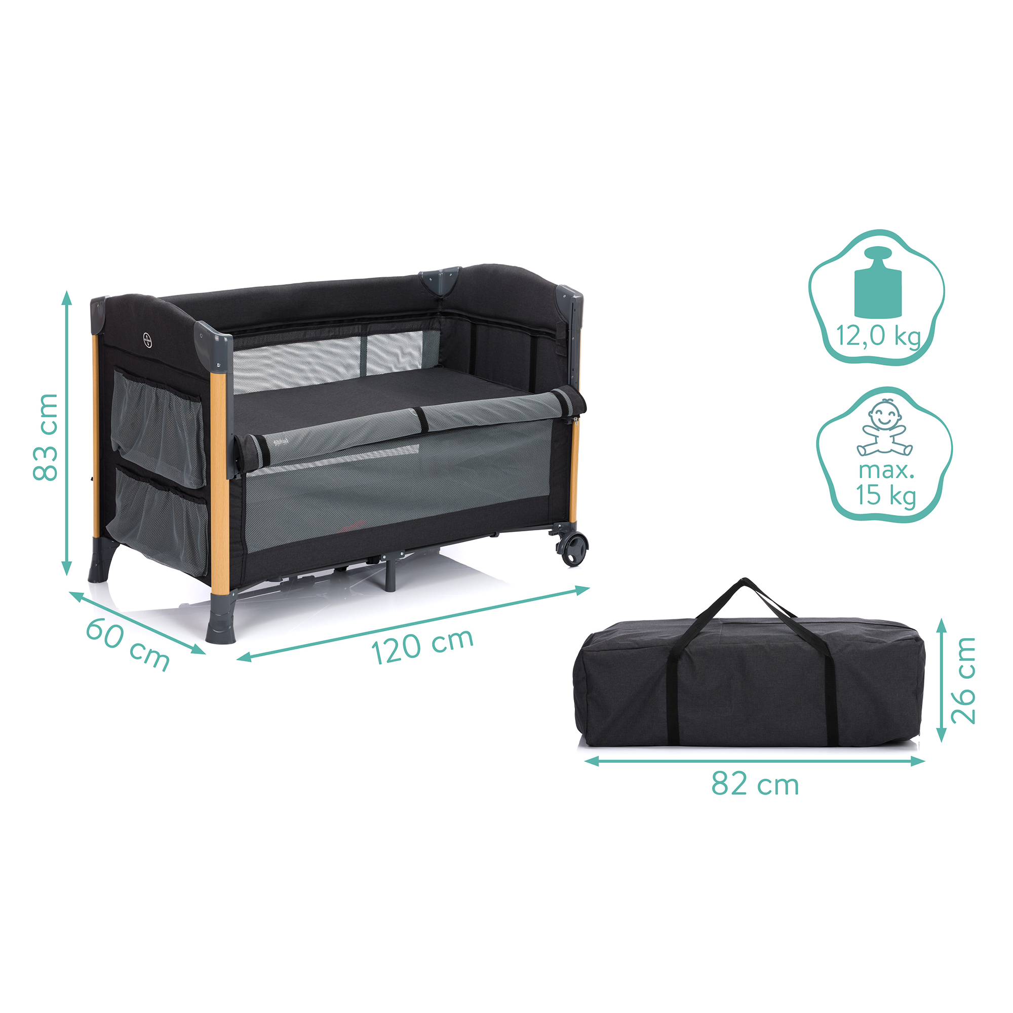 Reisebetten & Zubehör, fillikid, Grau – Produktansicht