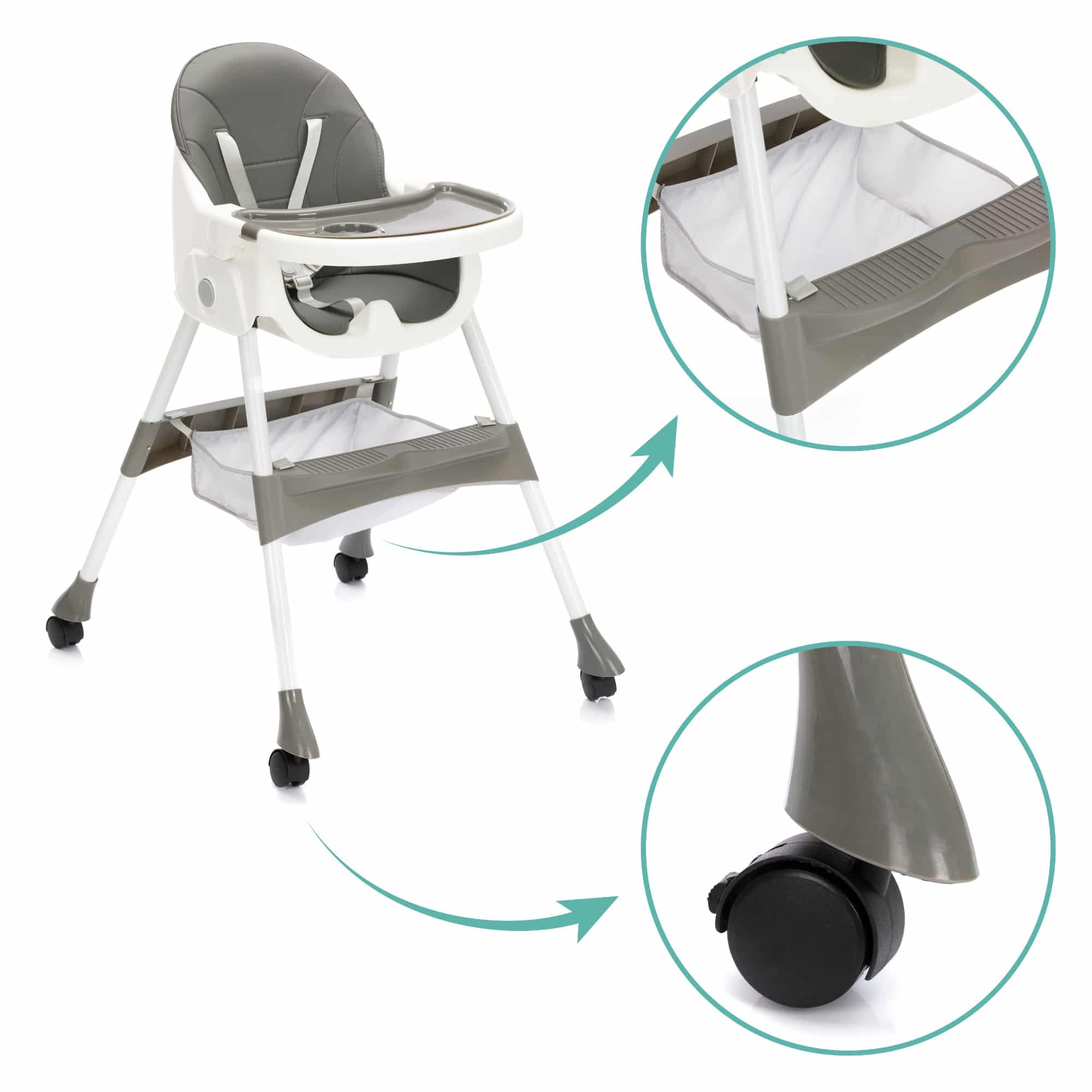 Klapphochstühle, fillikid, Grau – Produktansicht