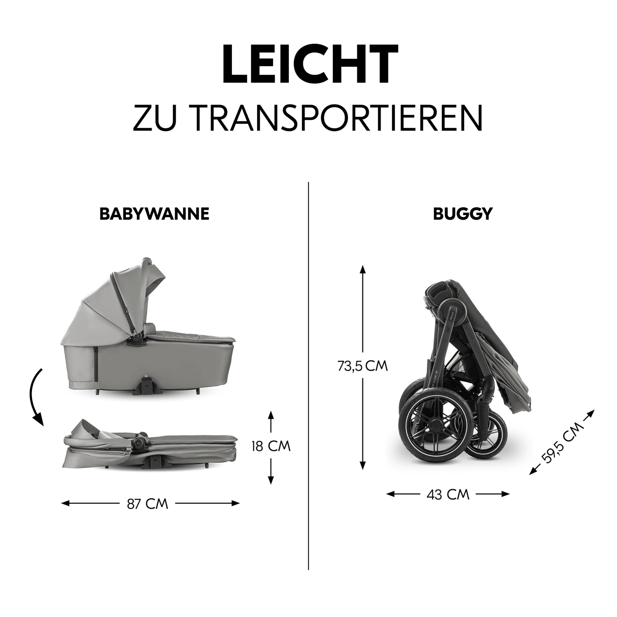 Kombi-Kinderwagen, hauck, Grau – Produktansicht