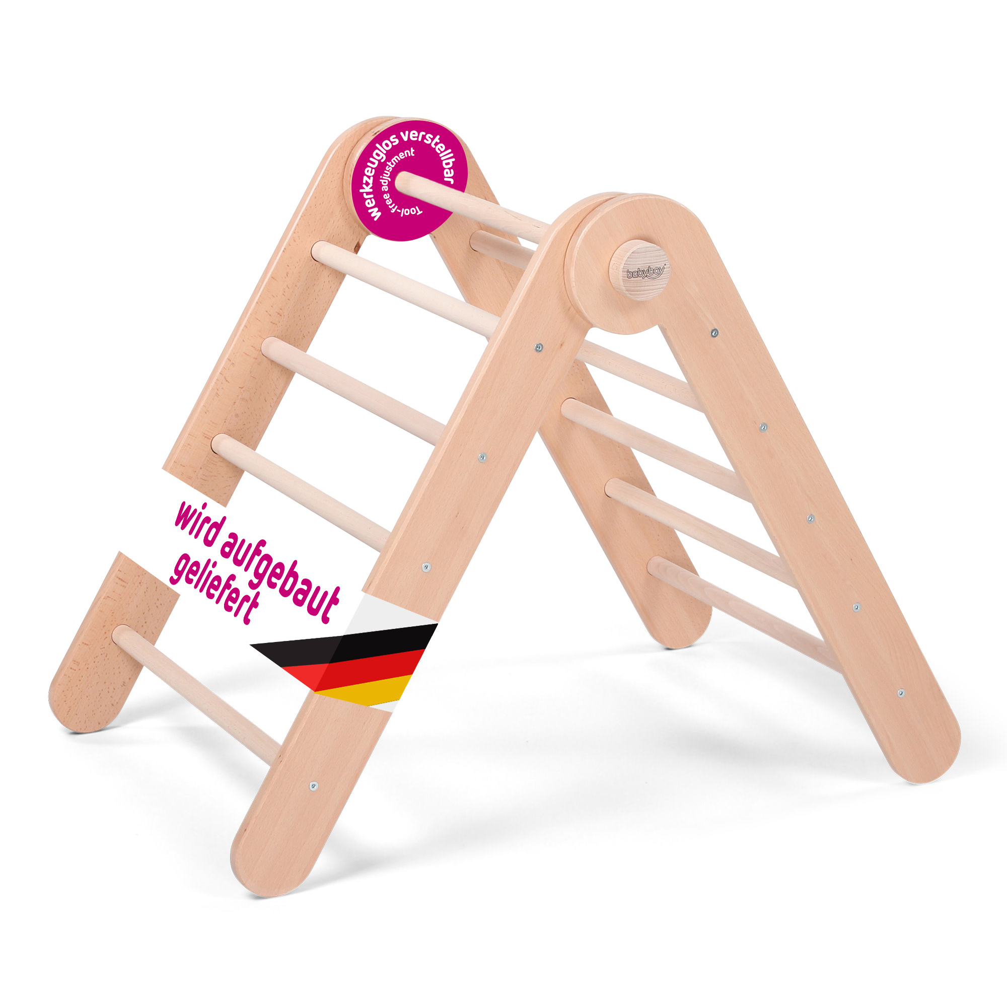 Spielgeräte, babybay, Beige – Besonderheit: 5 ohne Werkzeug einstellbare Kletterwinkel