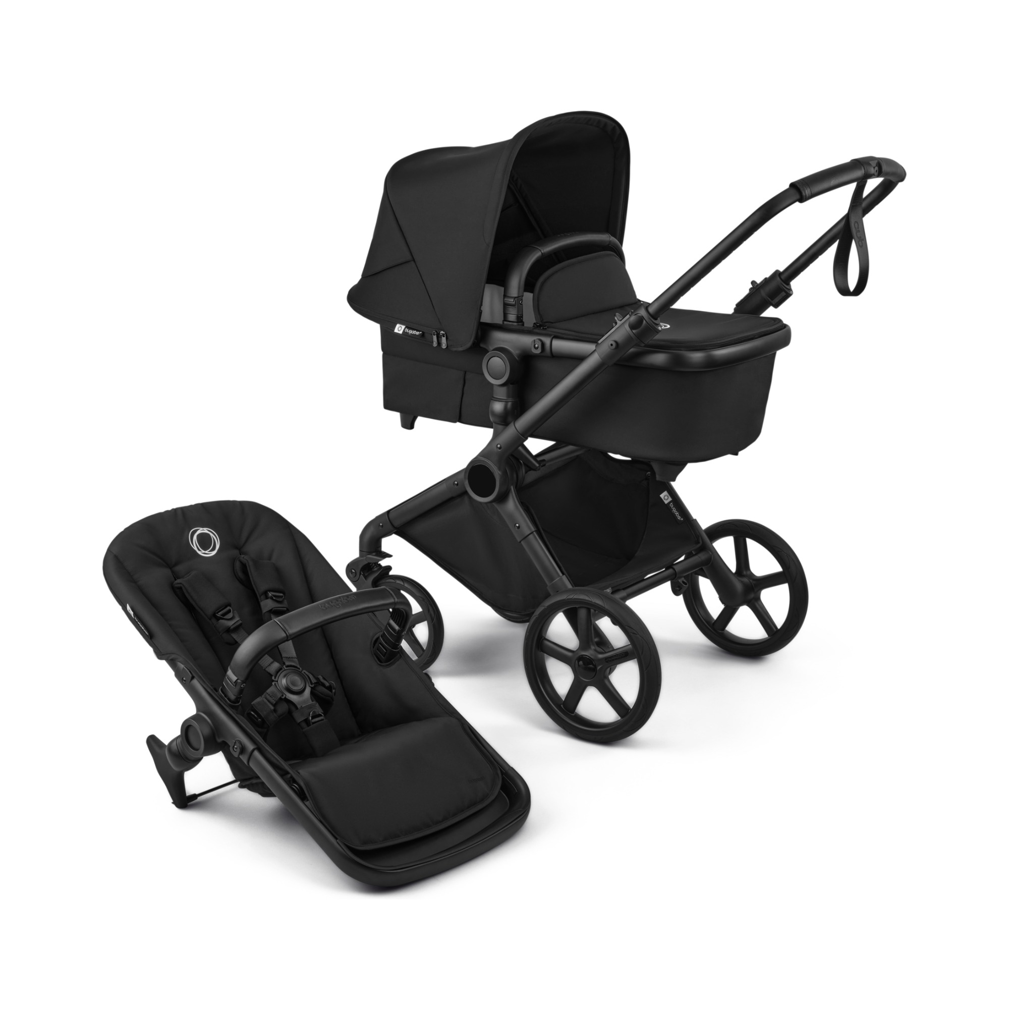 Kombi-Kinderwagen, bugaboo, Schwarz – Besonderheit: ergonomischer, wendbarer und verstellbarer gepolsterter Sitz
