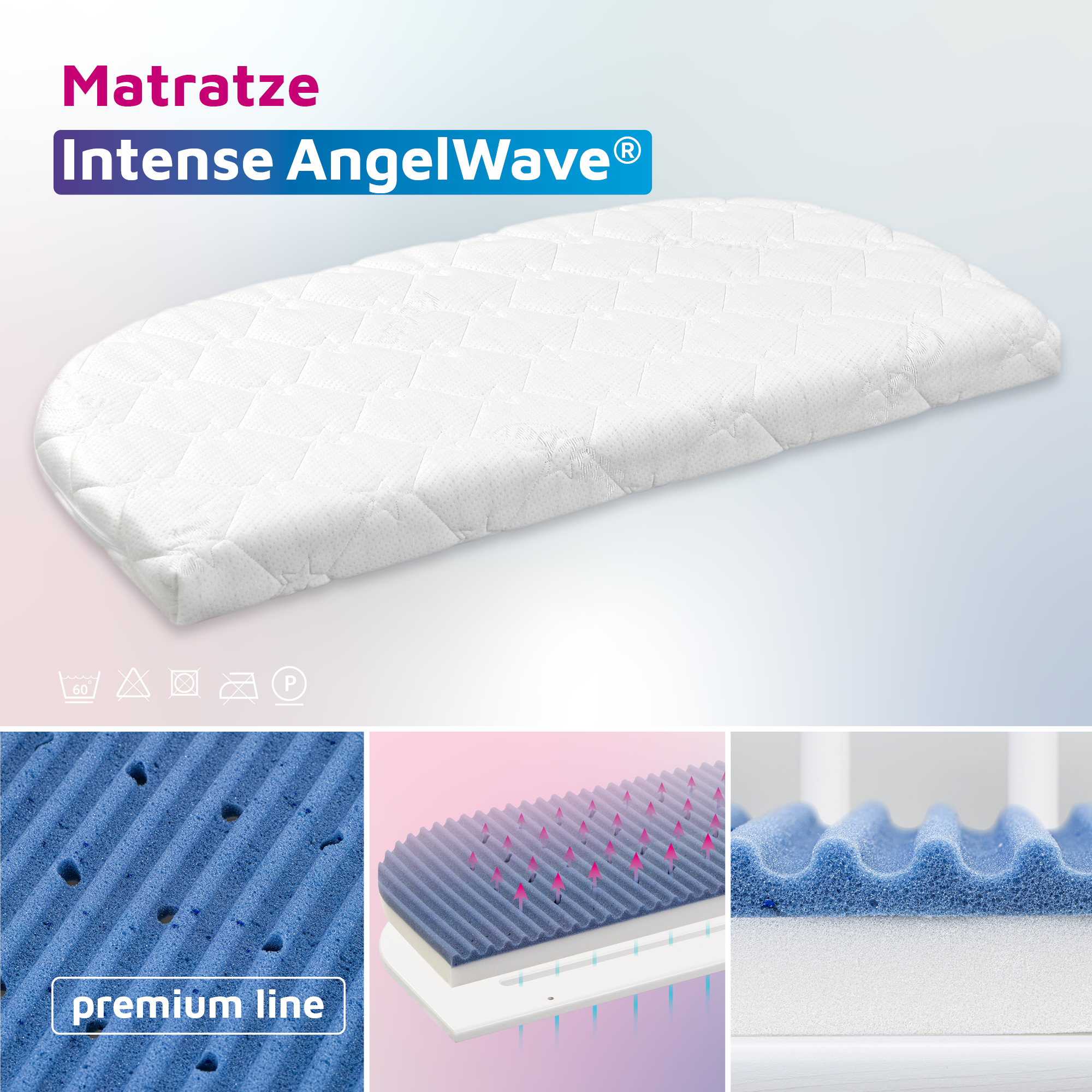 Matratzen für Beistellbetten, tobi, Blau – Produktansicht