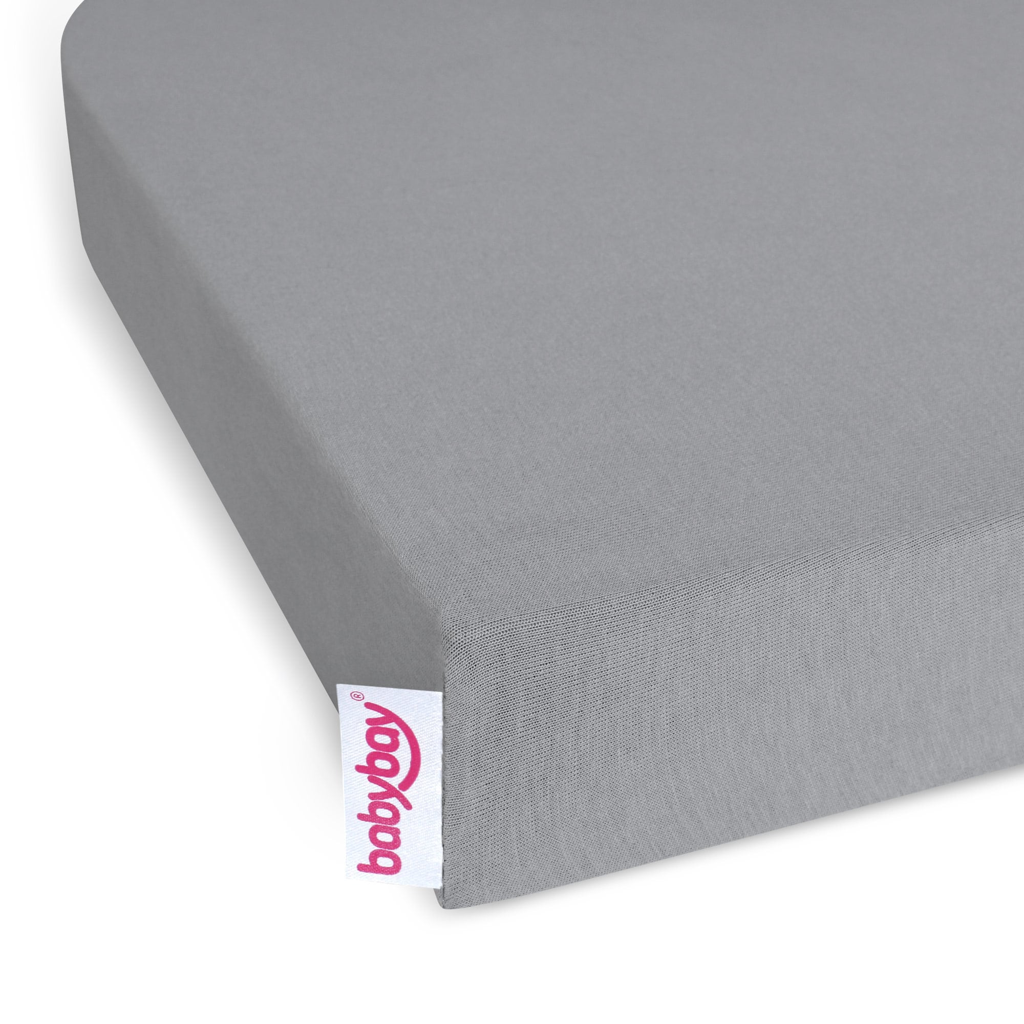 Spannbettlaken, babybay, Grau – Produktansicht