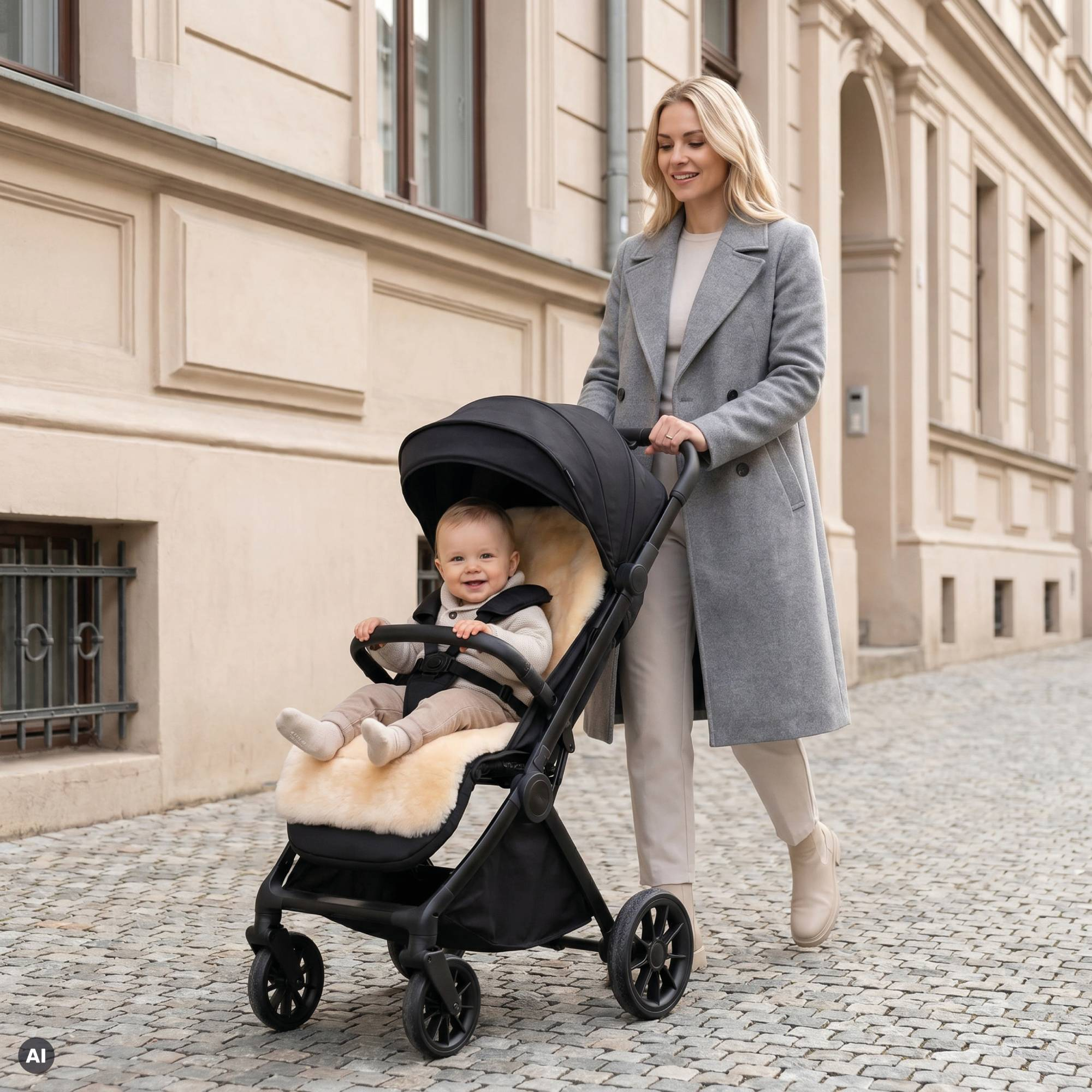Kinderwagen Zubehör, LITTLE ONE, Beige – Besonderheit: aus hochwertigem Merino-Lammfell